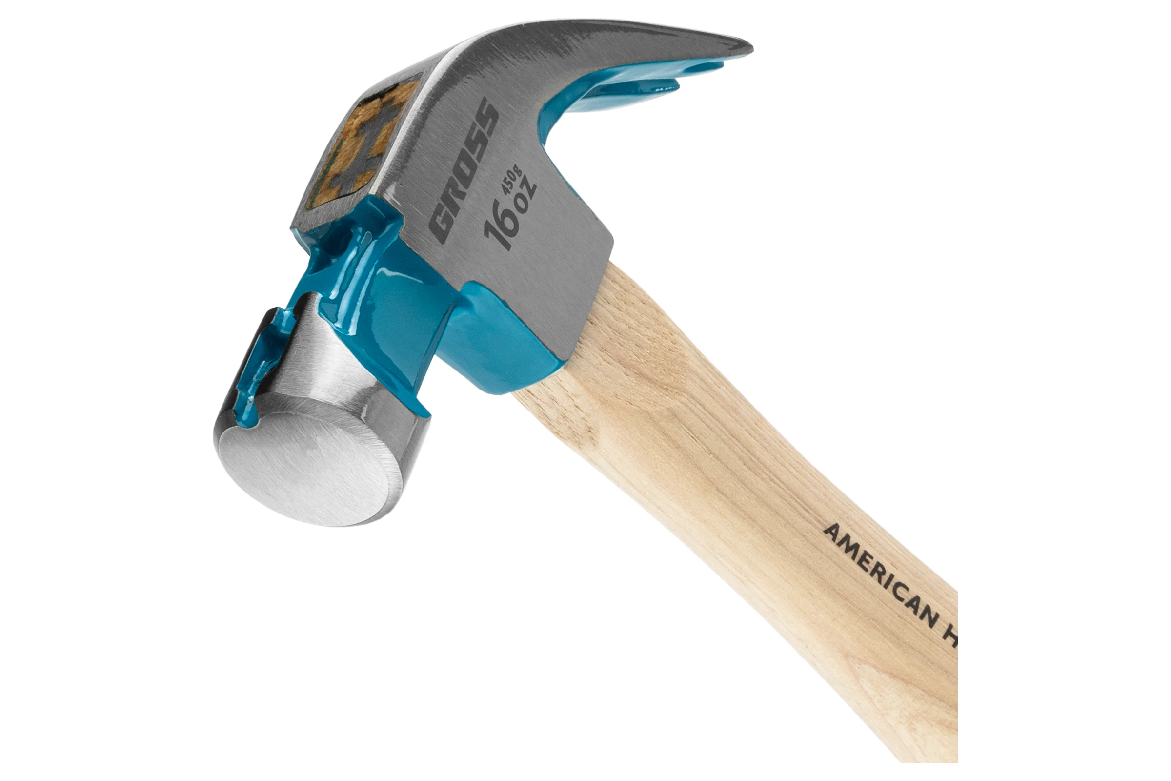 Молоток-гвоздодер GROSS American hickory 450г, угол 45, магнит, обрезиненная рукоятка 10415