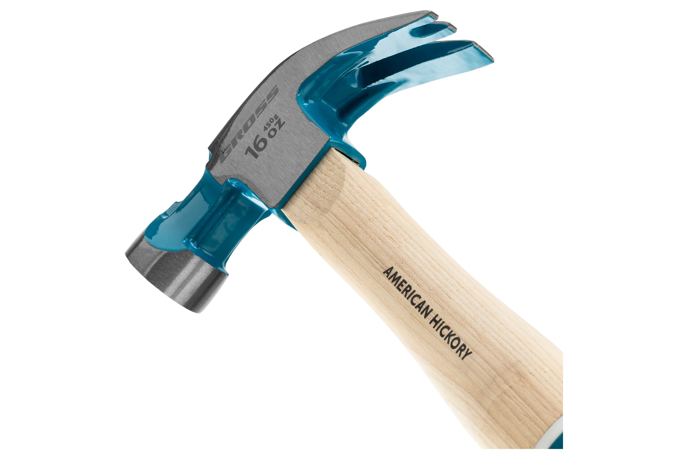 Молоток-гвоздодер GROSS American hickory 450г, угол 45, магнит, обрезиненная рукоятка 10415