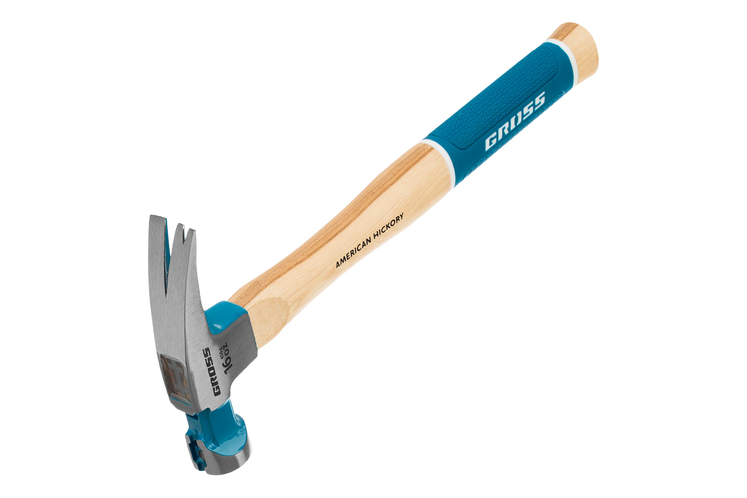 Молоток-гвоздодер GROSS American hickory 450г, угол 75, магнит, обрезиненная рукоятка 10418