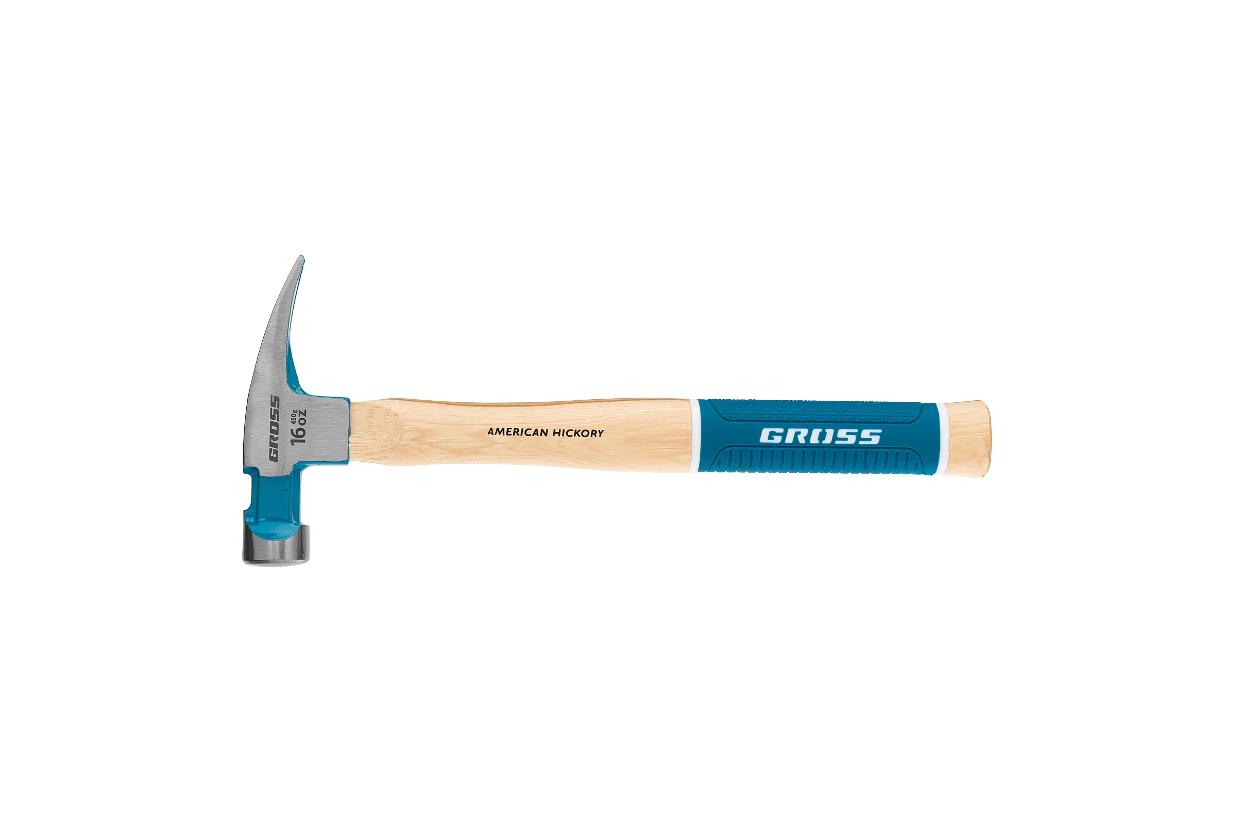 Молоток-гвоздодер GROSS American hickory 450г, угол 75, магнит, обрезиненная рукоятка 10418