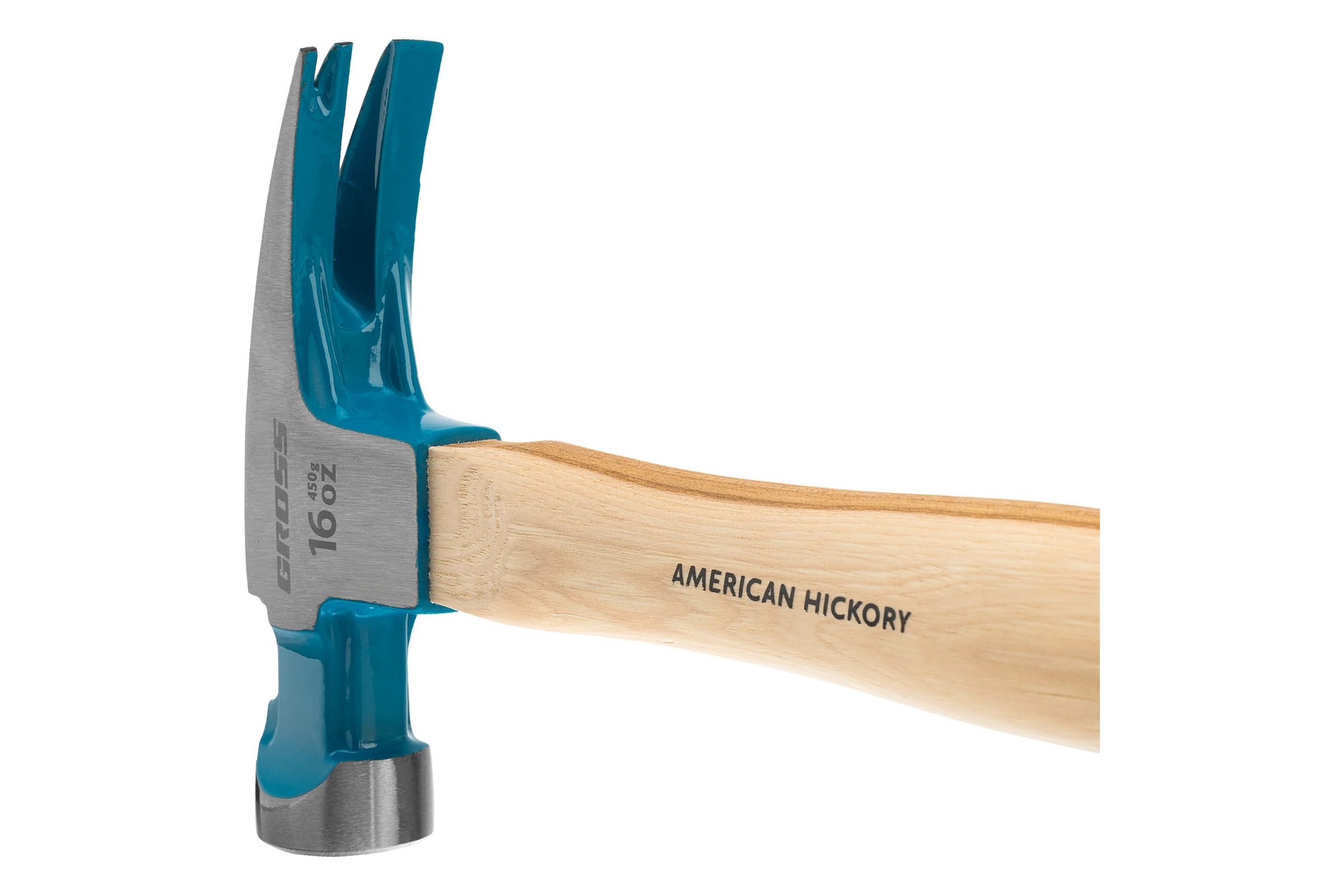 Молоток-гвоздодер GROSS American hickory 450г, угол 75, магнит, обрезиненная рукоятка 10418