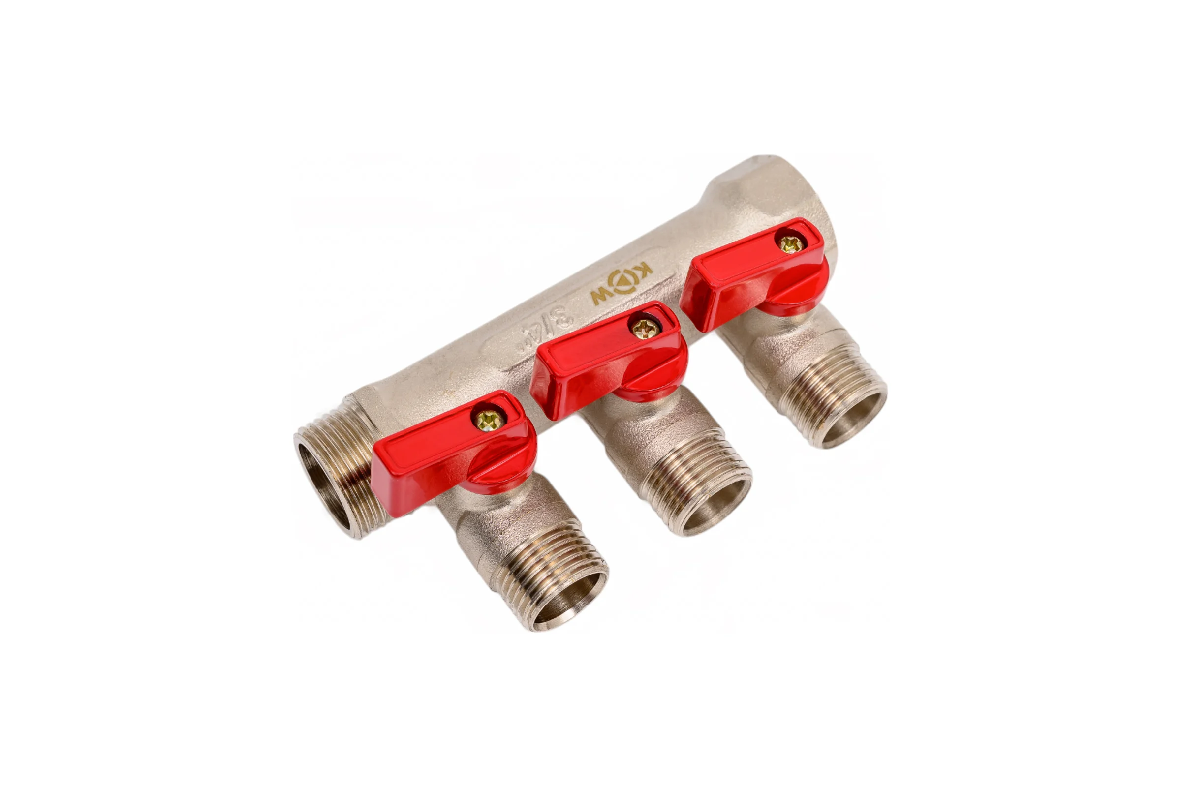 Коллектор KROMWELL с отсекающими шаровыми кранами 3 выхода 3/4" x 1/2" EU.ST3042135 3x34x12_k