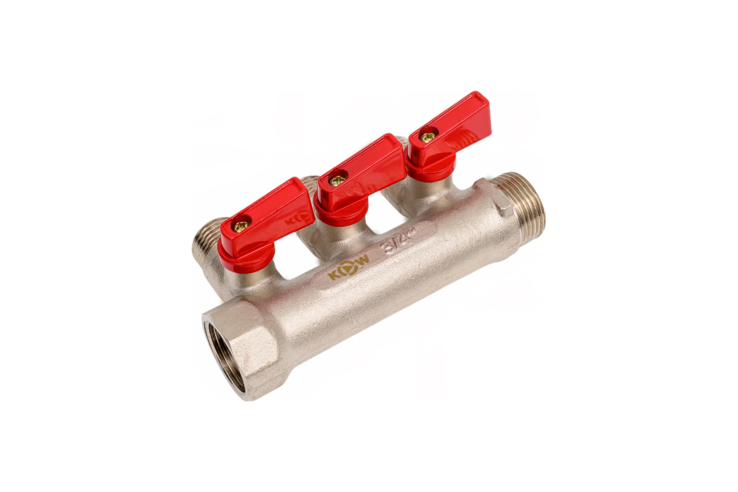 Коллектор KROMWELL с отсекающими шаровыми кранами 3 выхода 3/4" x 1/2" EU.ST3042135 3x34x12_k