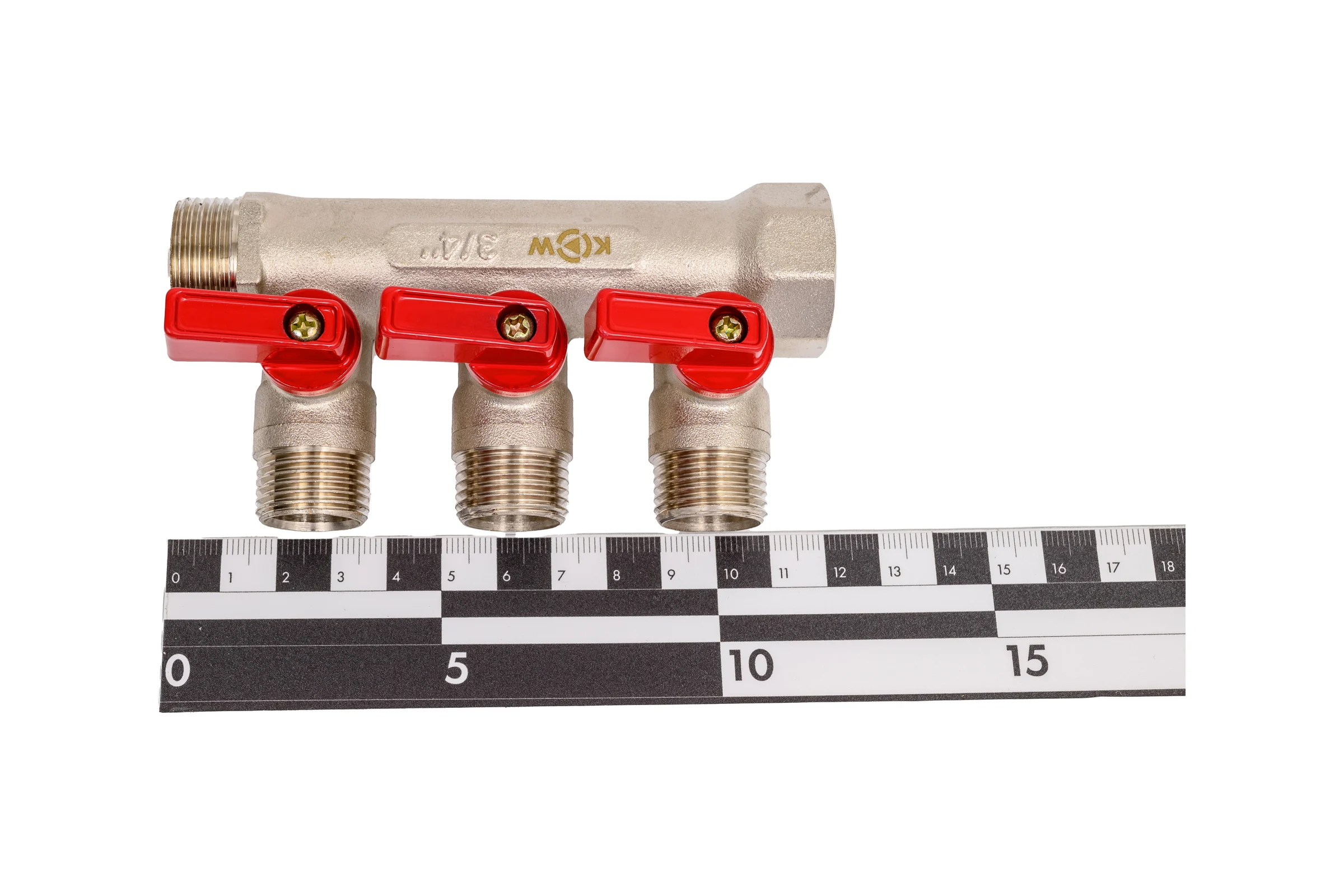 Коллектор KROMWELL с отсекающими шаровыми кранами 3 выхода 3/4" x 1/2" EU.ST3042135 3x34x12_k