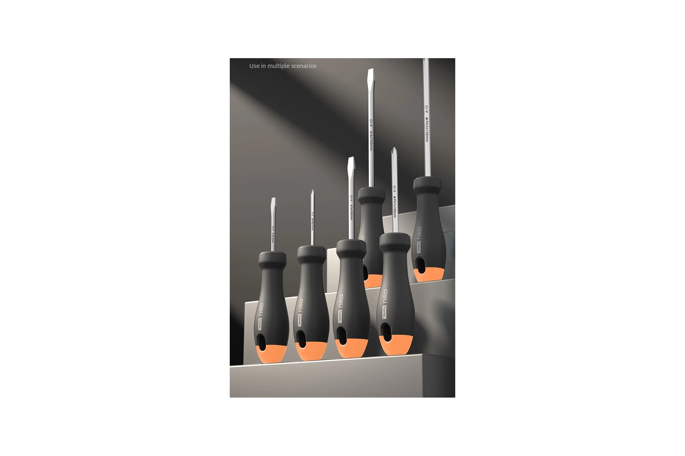 Набор отверток DELI «Home Series Gray» HT1006C 6шт (PH0x75, PH1x100, PH2x150, SL3x75, SL5x100, SL6x150, Cr-V, Soft Touch рукоятка, эксклюзивный дизайн) 130283