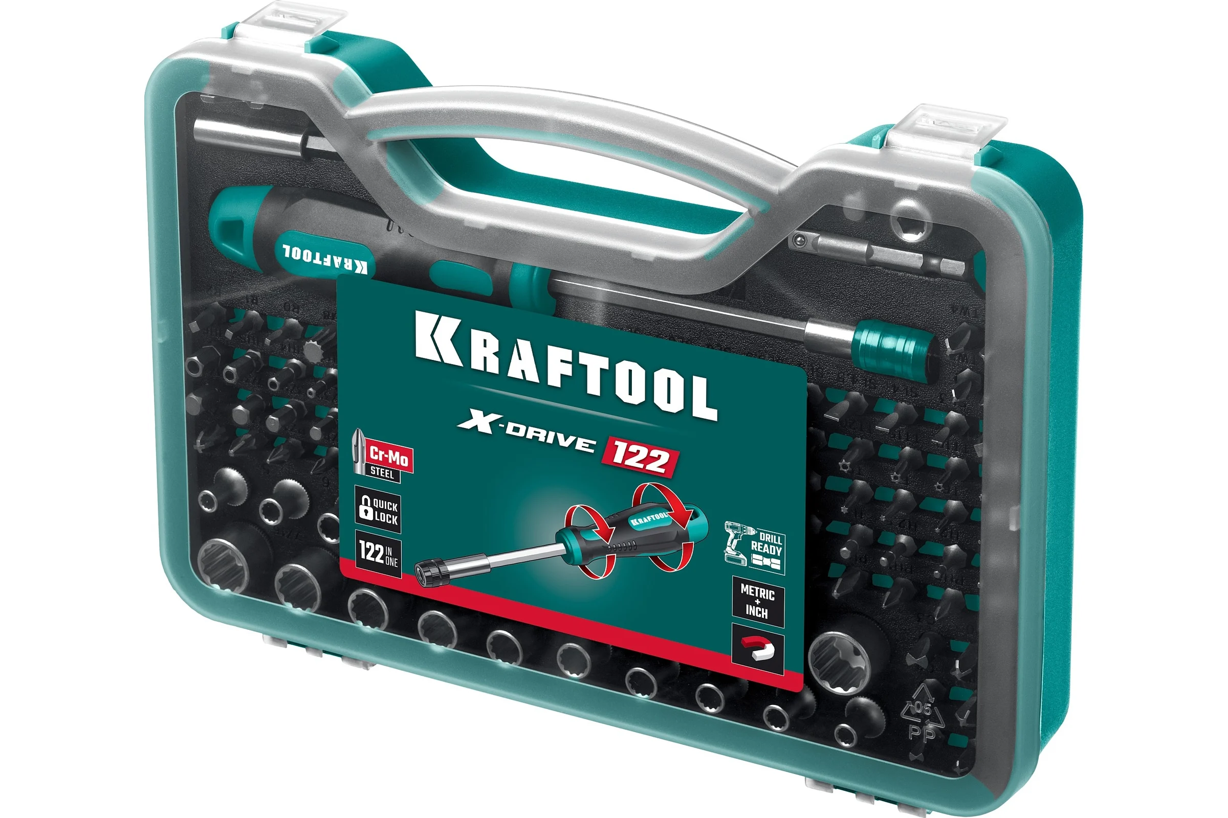 Набор: отвертка-битодержатель с насадками KRAFTOOL X-drive-122 122 шт. 26816