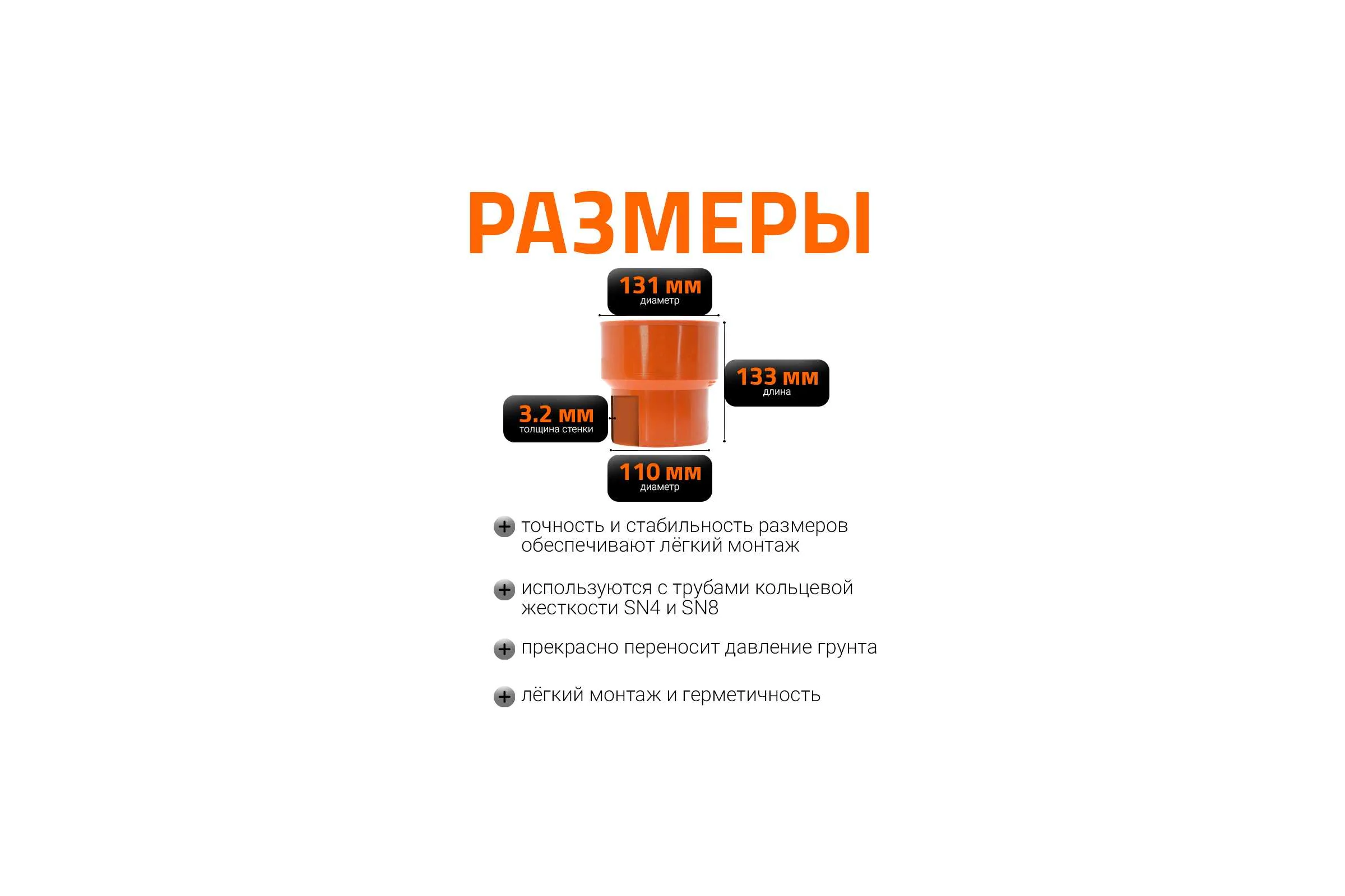 Переходник на чугунную трубу для наружной канализации Ostendorf 110, без манжеты 220820