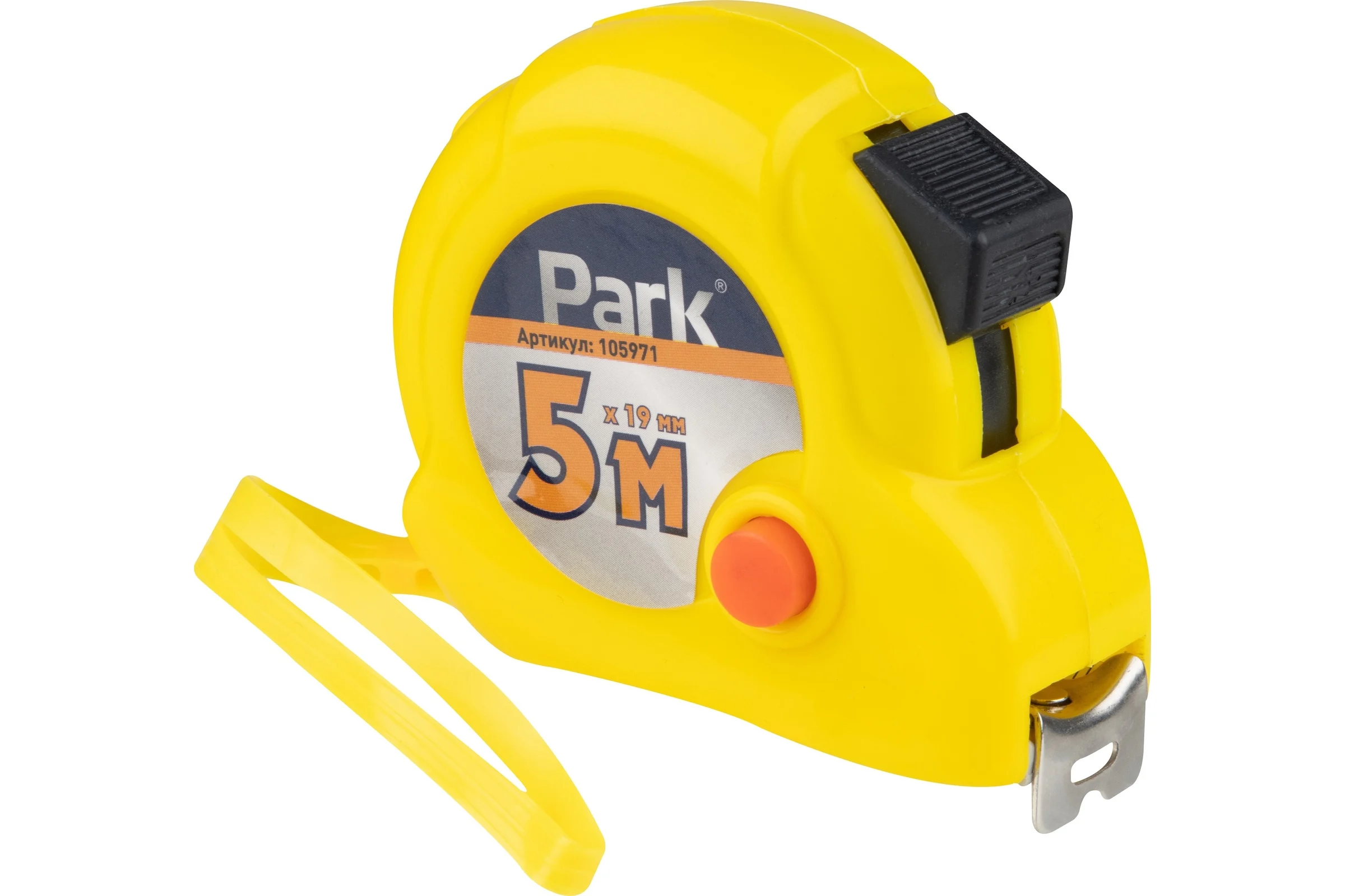 Рулетка с фиксатором PARK пластиковый корпус, 5м х 19мм 105971