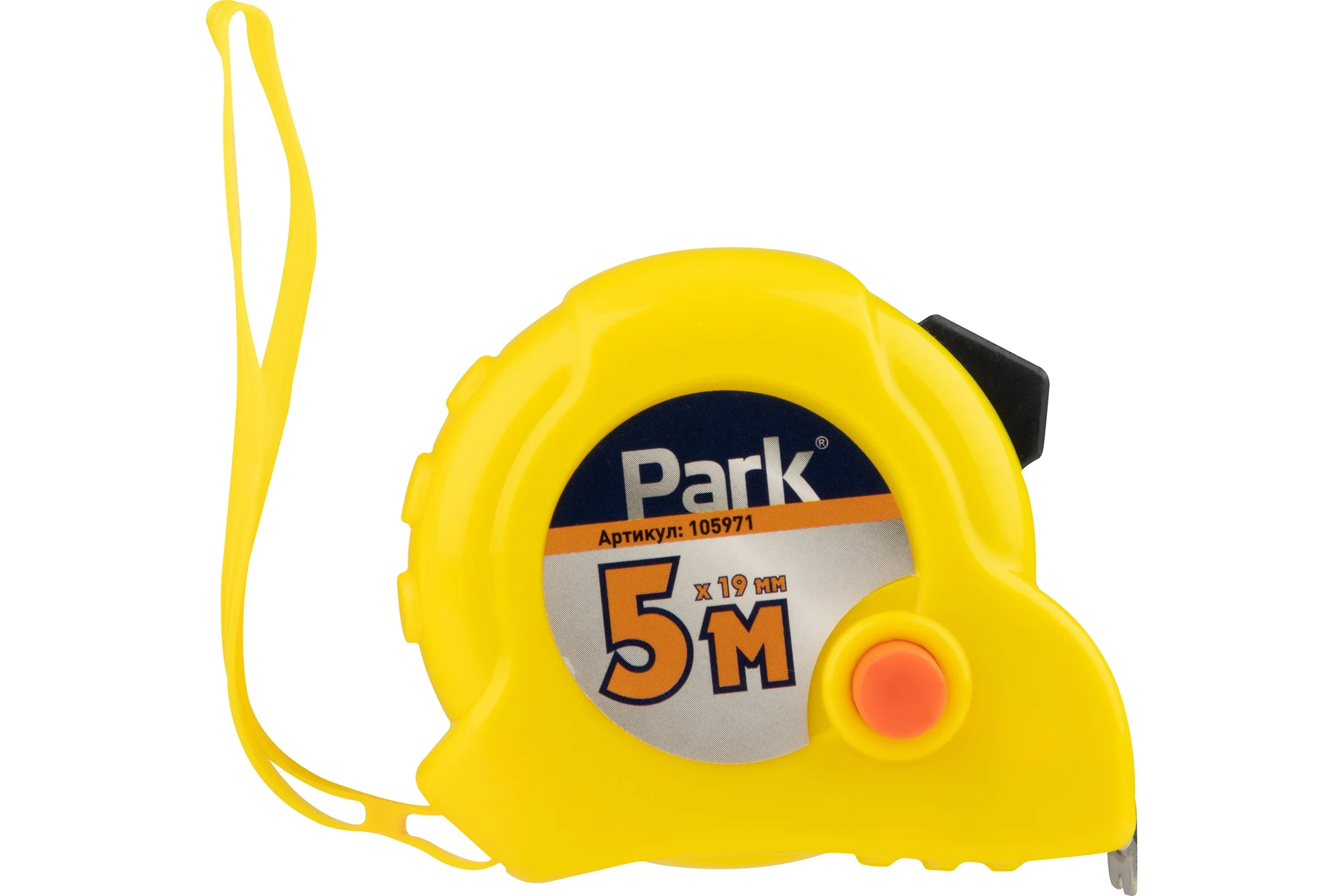 Рулетка с фиксатором PARK пластиковый корпус, 5м х 19мм 105971