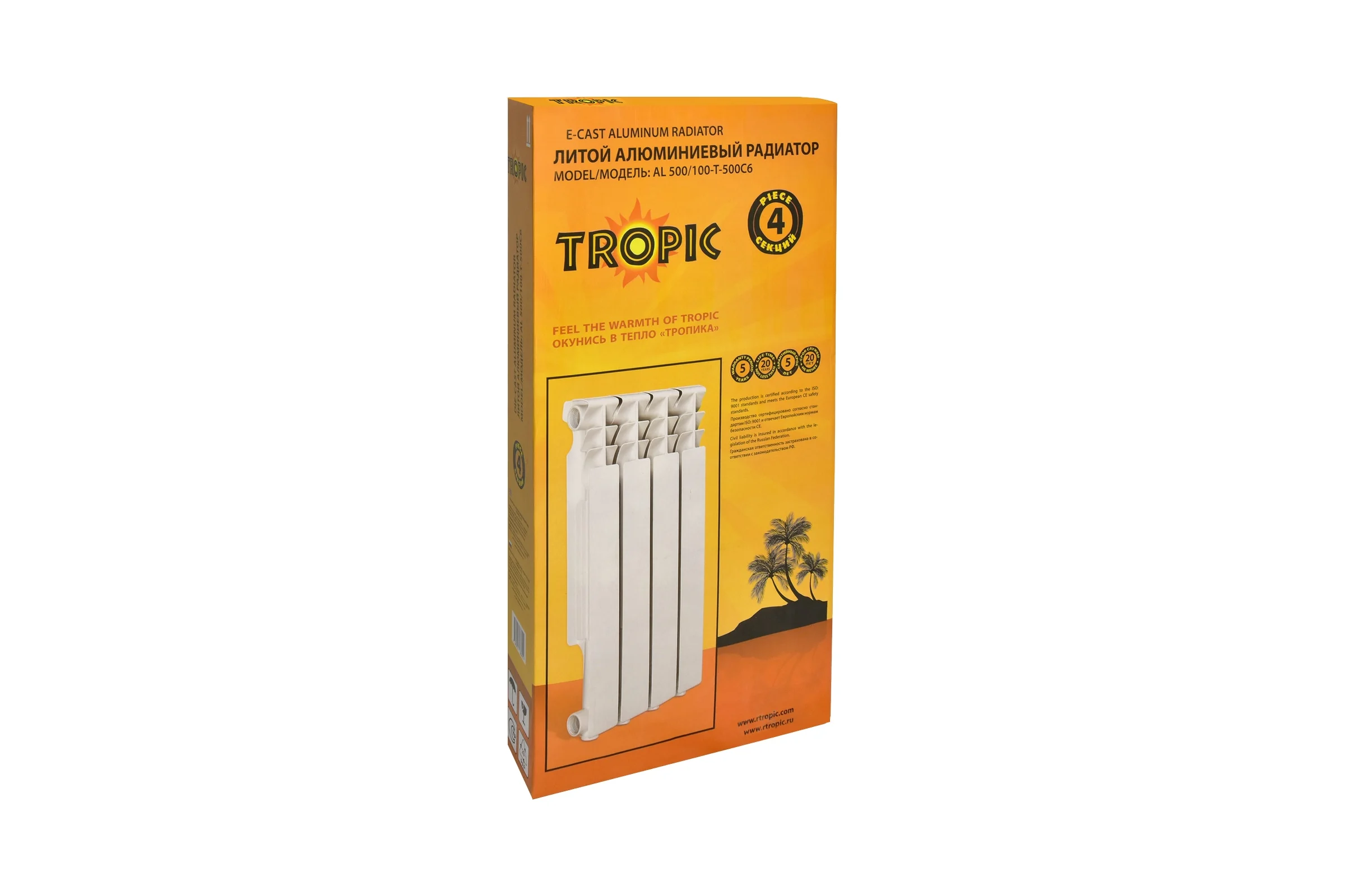 Радиатор Tropic 500x100, алюминиевый, 4 секции 7601.018