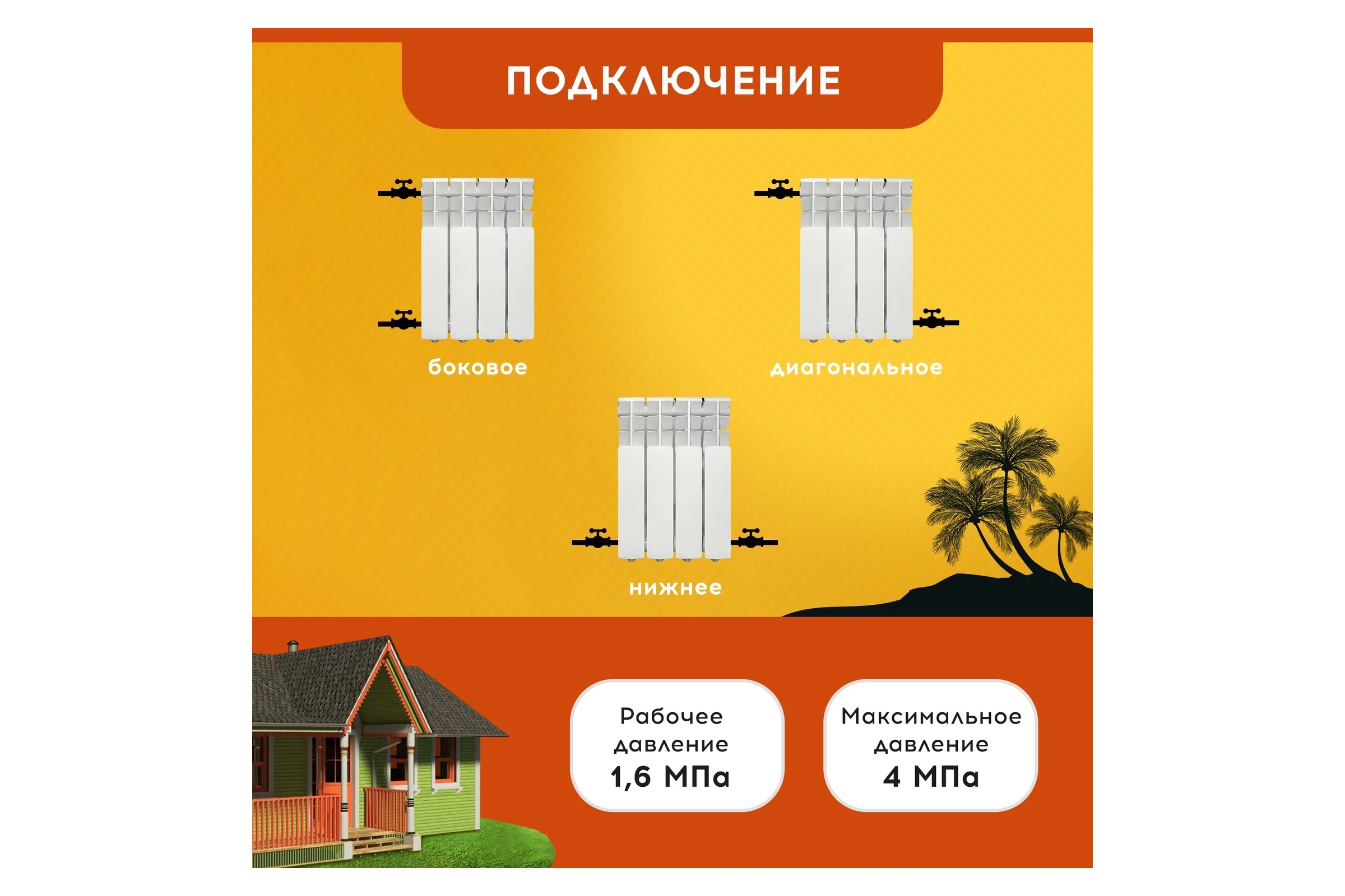 Радиатор Tropic 350x80, алюминиевый, 4 секции 7601.017