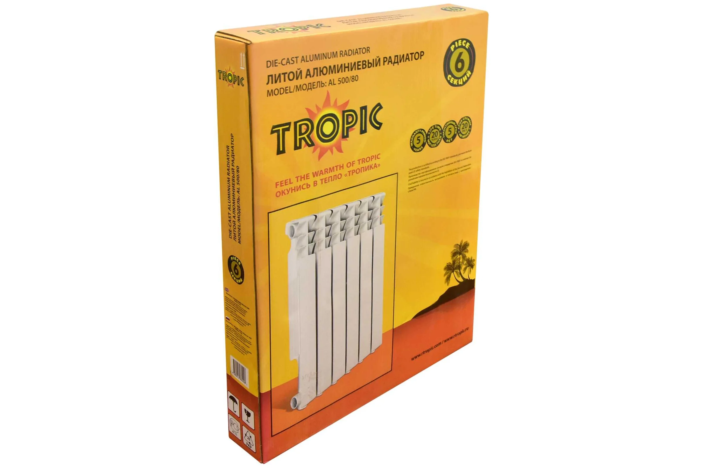 Радиатор Tropic 500x80, алюминиевый, 6 секций 7601.025