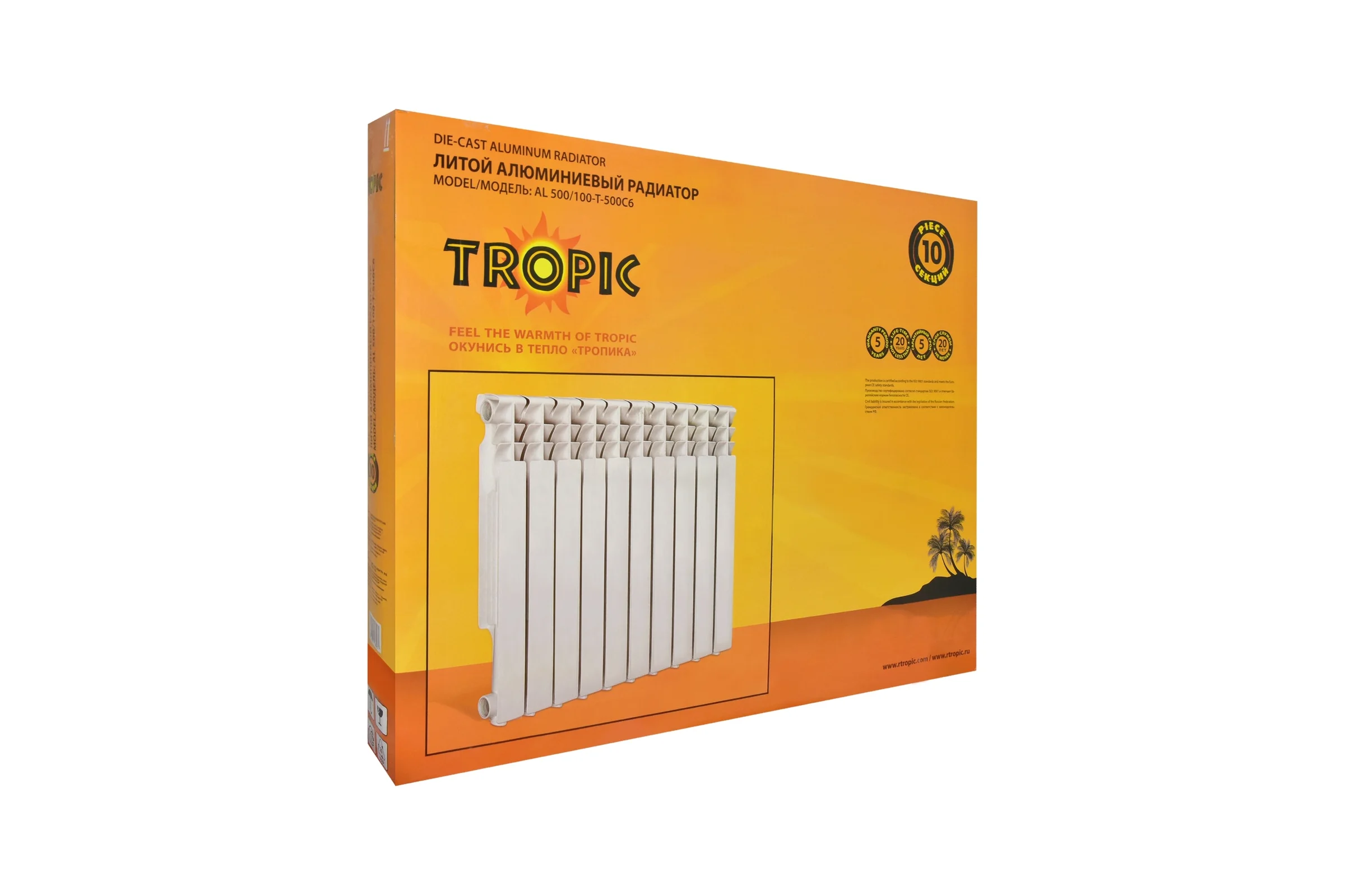 Радиатор Tropic 500x100, алюминиевый, 10 секций 7601.048