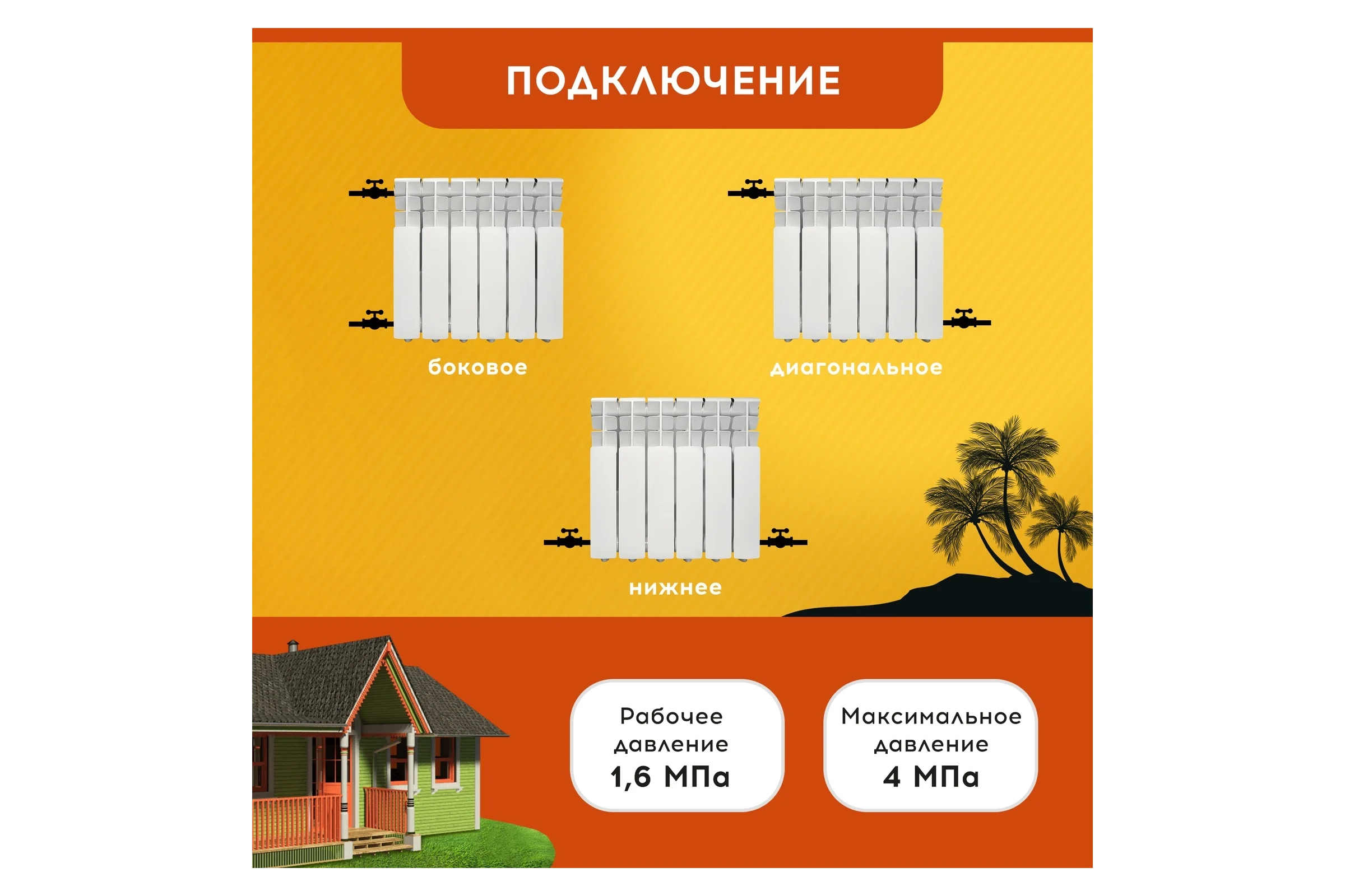 Радиатор Tropic 350x80, алюминиевый, 6 секций 7601.027
