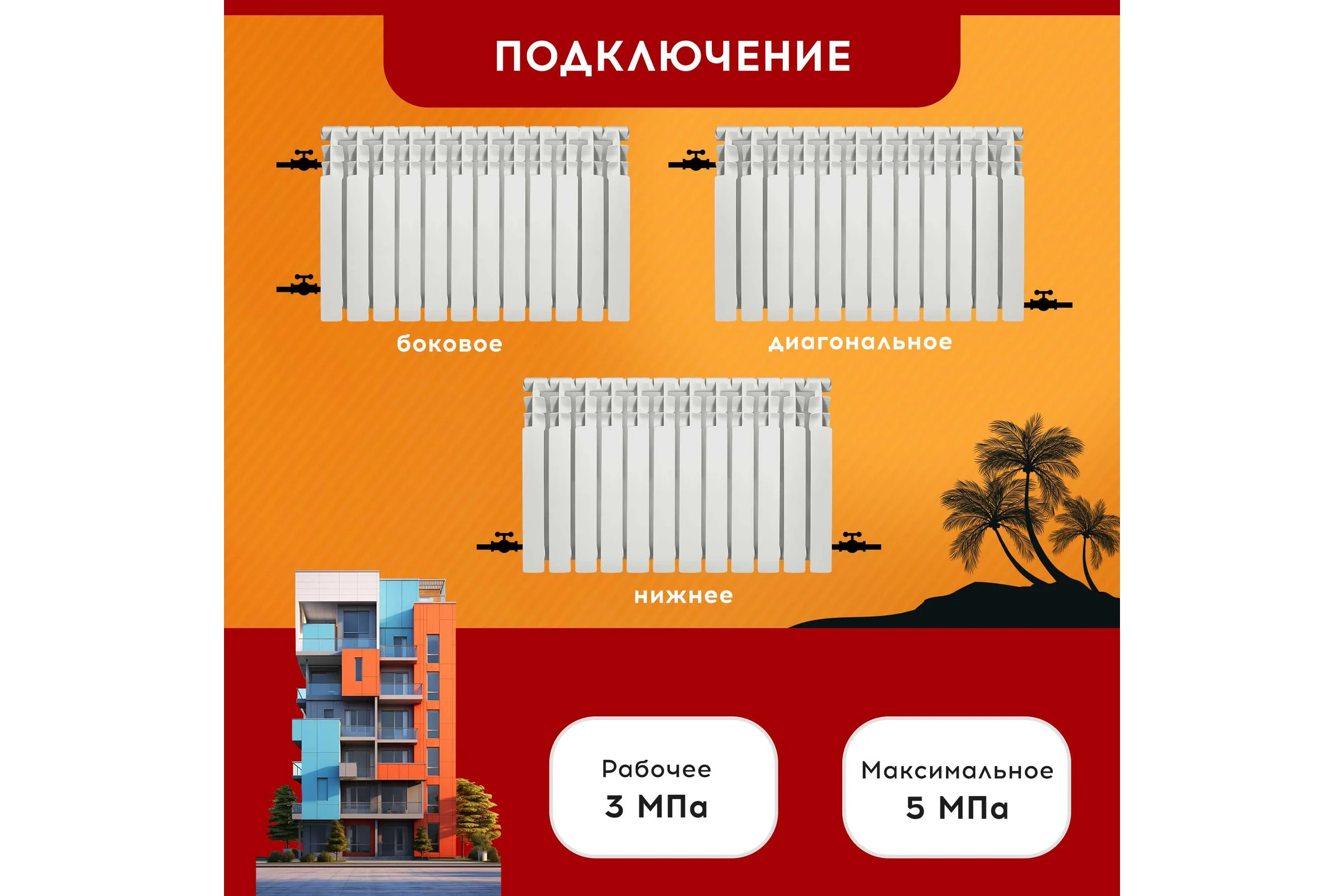 Радиатор Tropic 500x80, биметаллический, 12 секций 7601.056