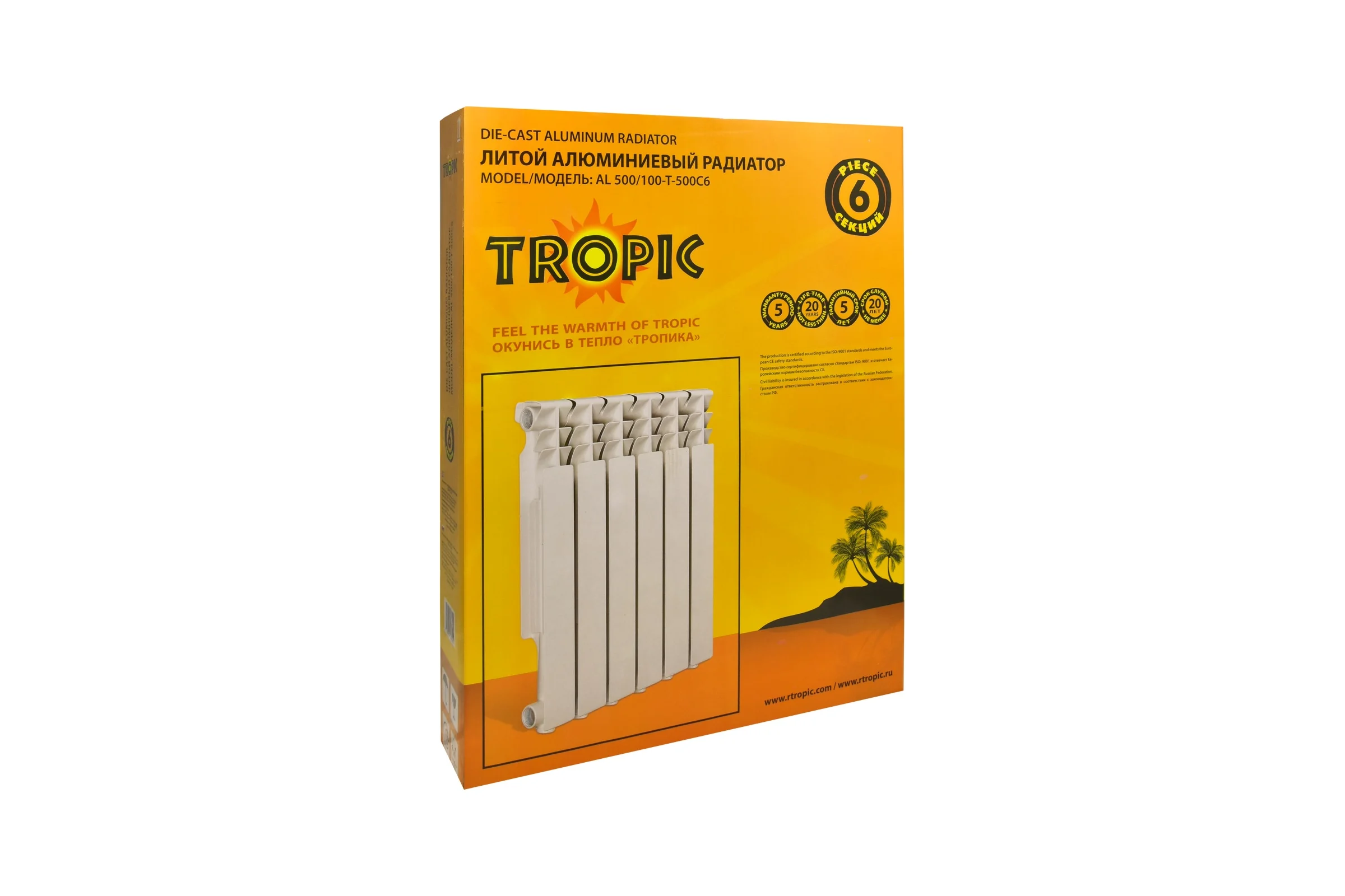 Радиатор Tropic 500x100, алюминиевый, 6 секций 7601.028