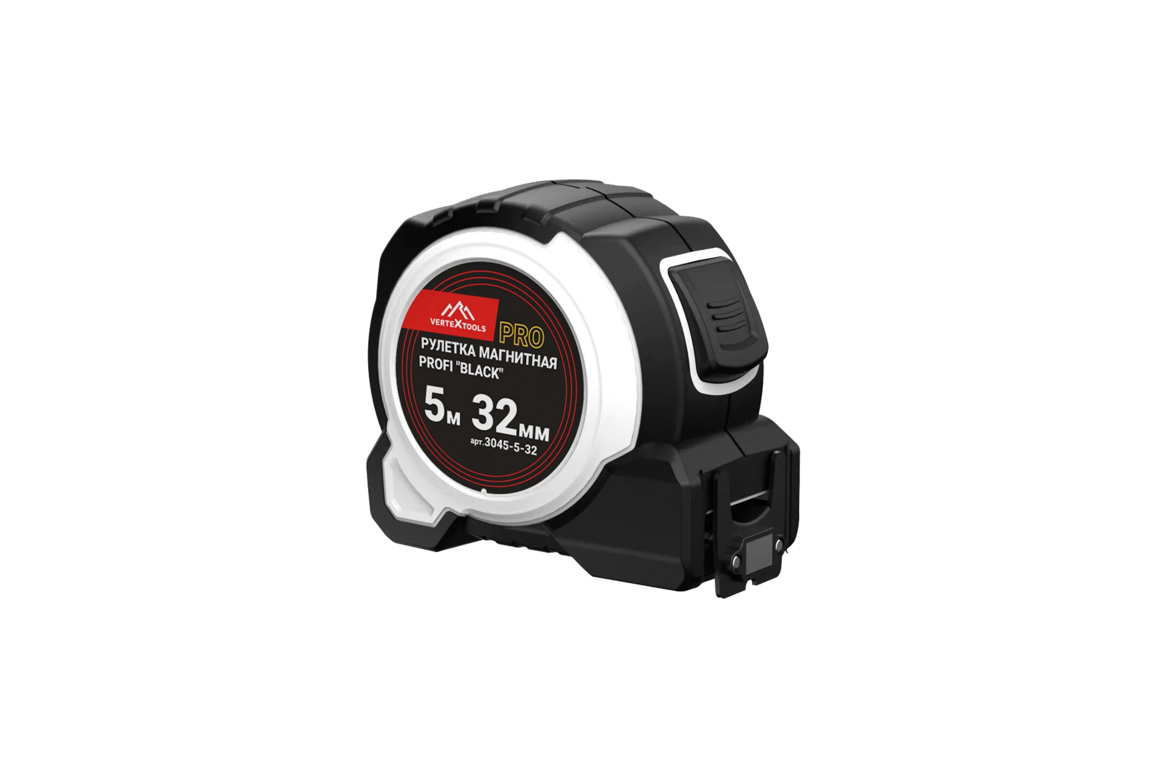 Рулетка vertextools profi "black" магнитная, автостоп, нейлон 5x32мм 3045-5-32
