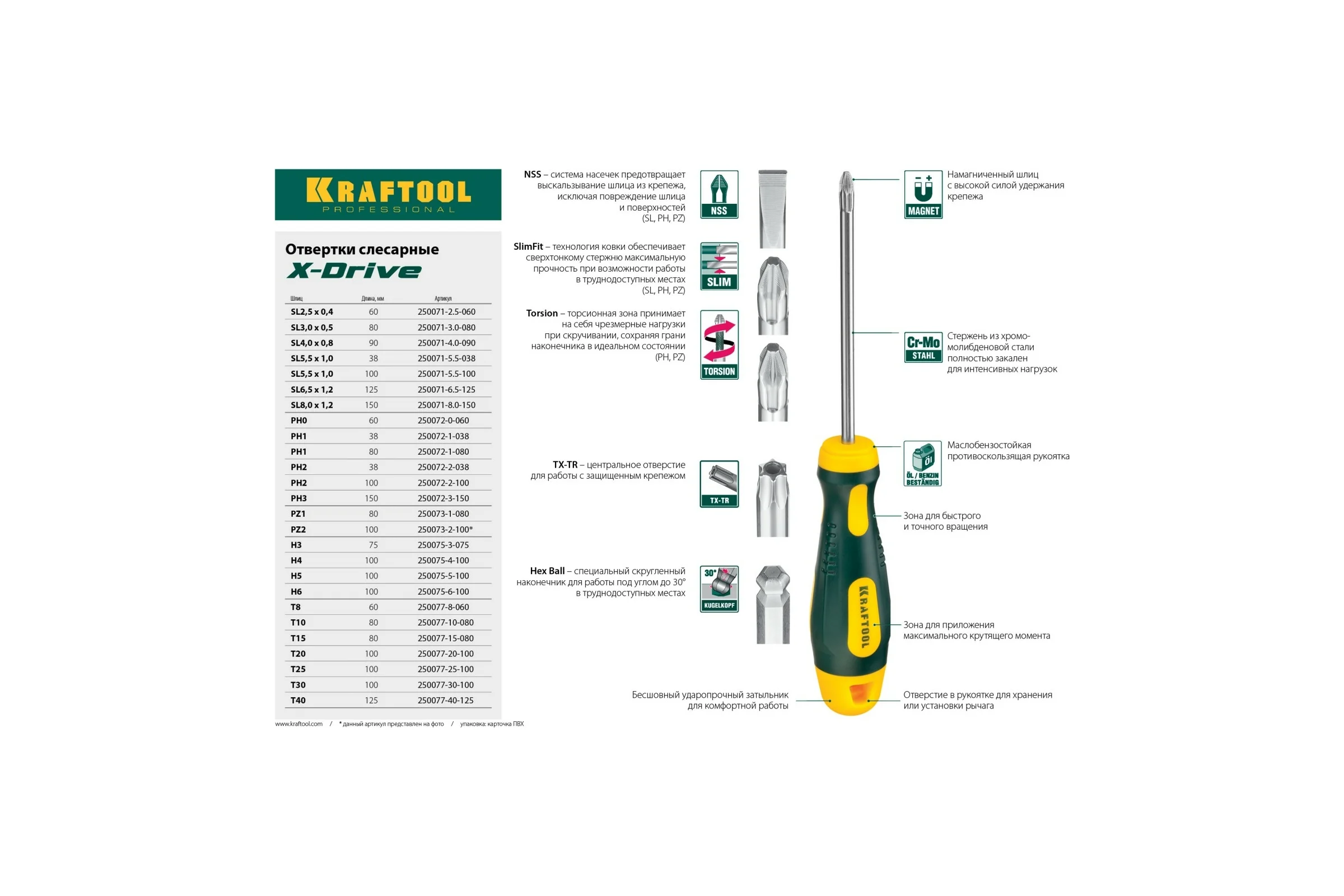 Отвертка KRAFTOOL Х-Drive PH2x38 250072-2-038
