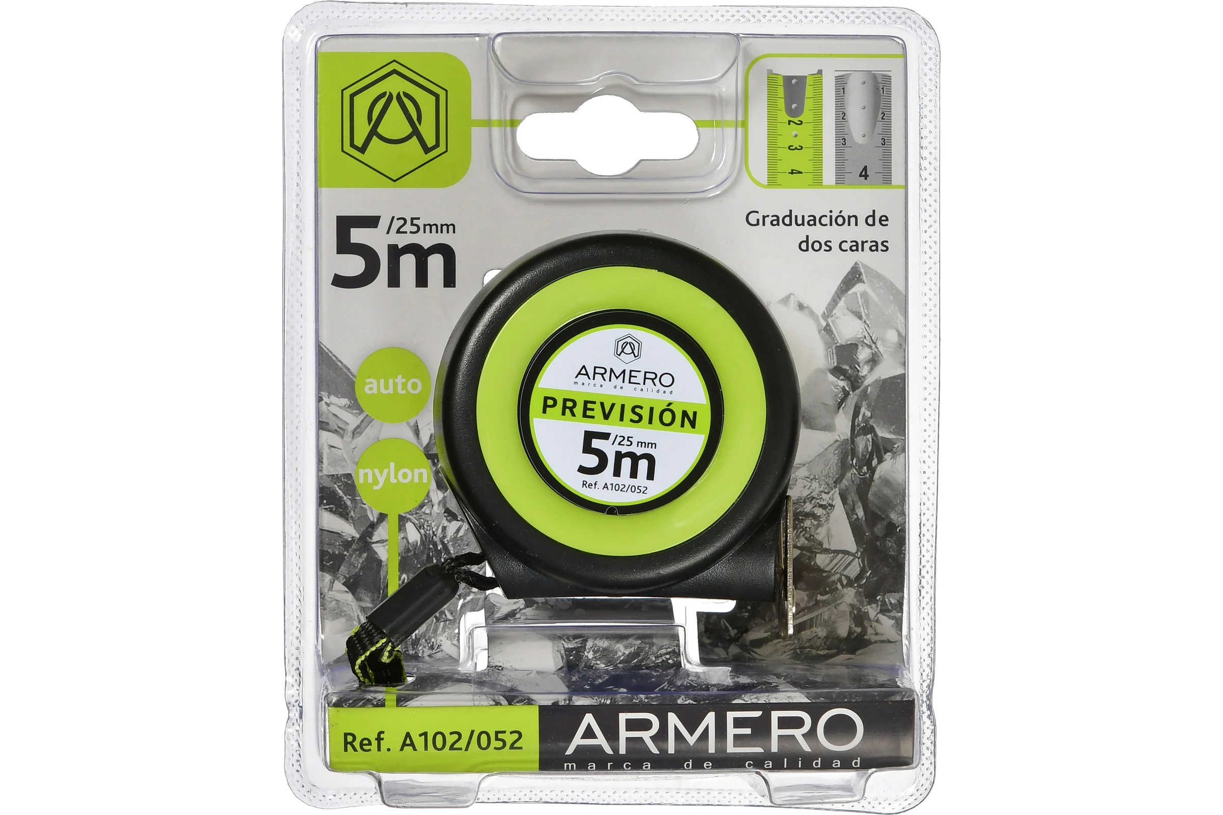 Рулетка Armero с автоблокировкой, 5м/25мм, мини, магнит, нейлон A102/052