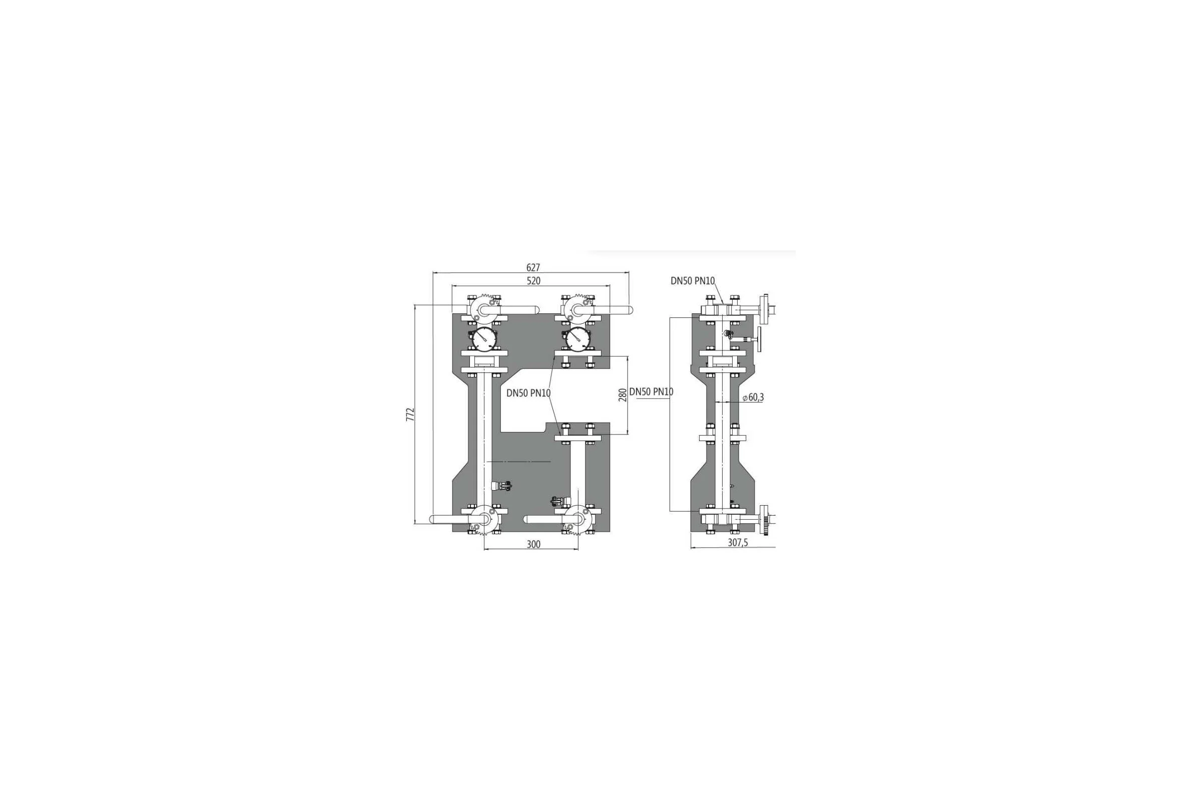 Насосная группа ELSEN прямая, фланцевая DN 50 PN10, без насоса EFG50.010