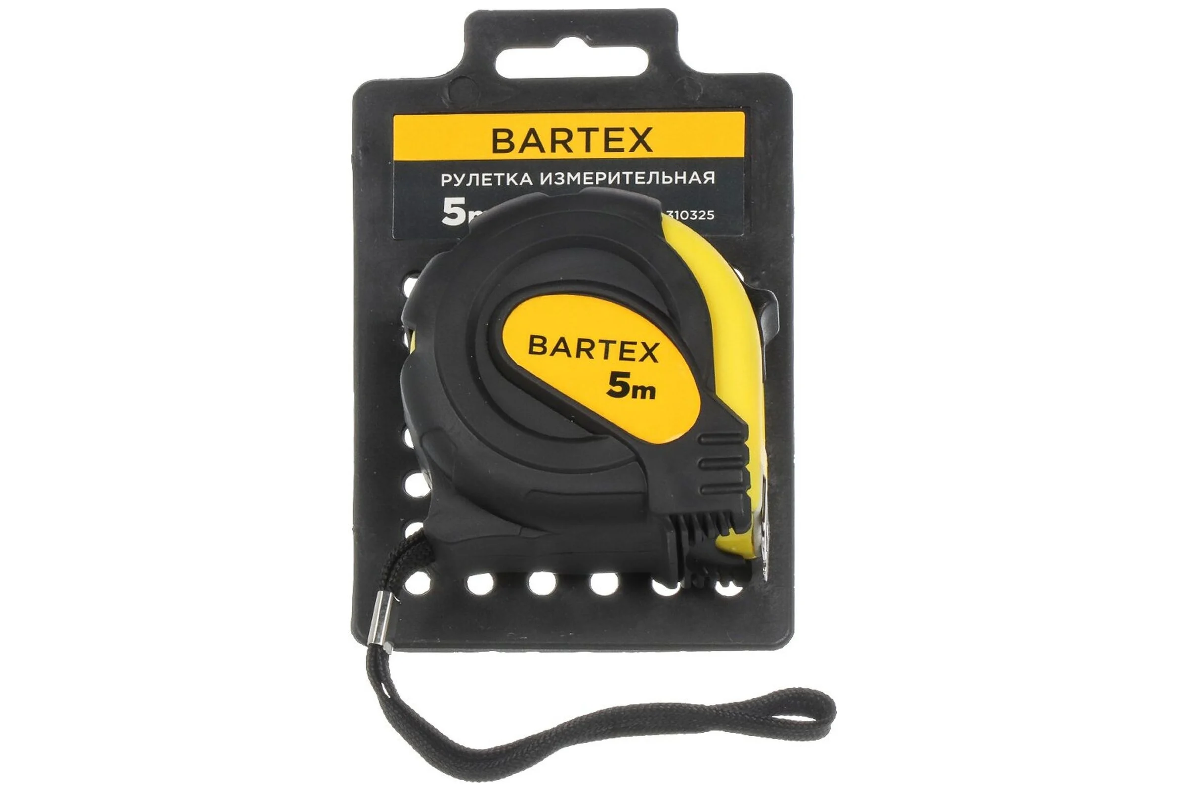 Рулетка BARTEX 5 м, обрезиненный пластик, 25 мм, с фиксатором 310325