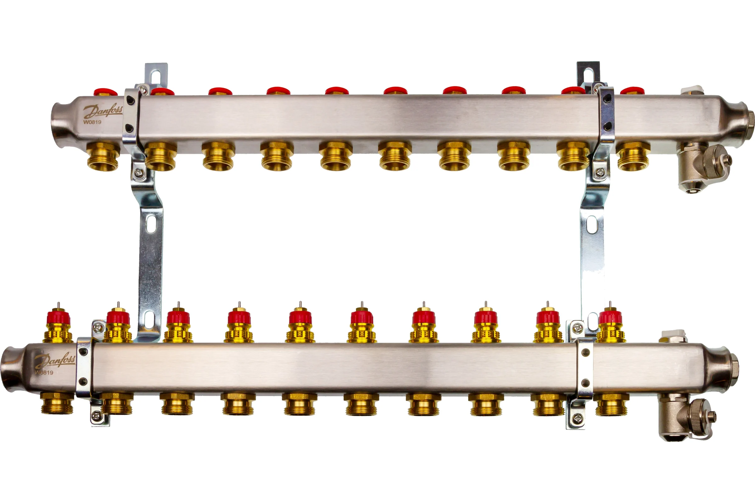 Комплект коллекторов Danfoss SSM-10 с кронштейнами для 10 контуров 088U0980