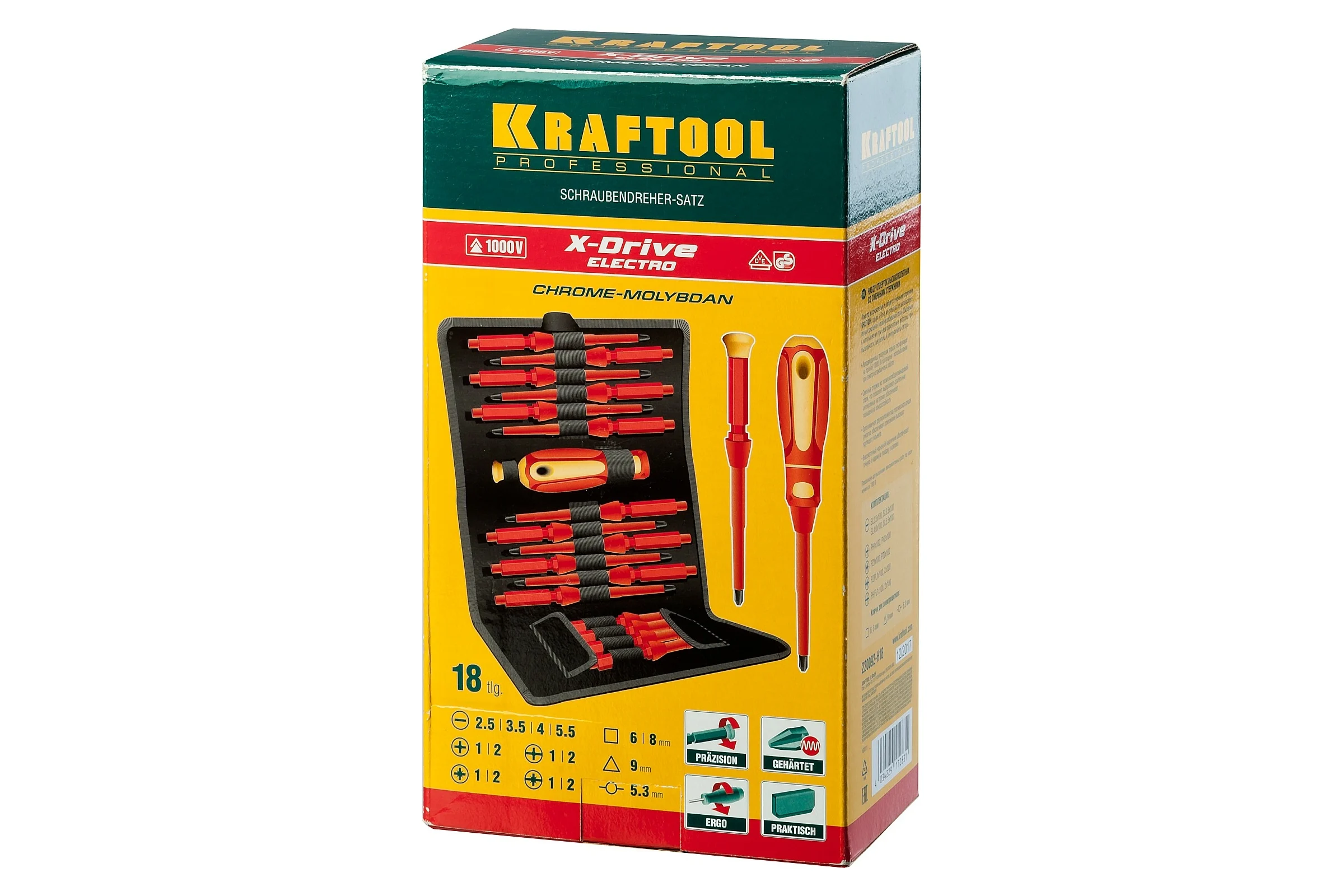 Набор высоковольтных отверток KRAFTOOL Х-Drive Electro 18 предм. 220092-H18