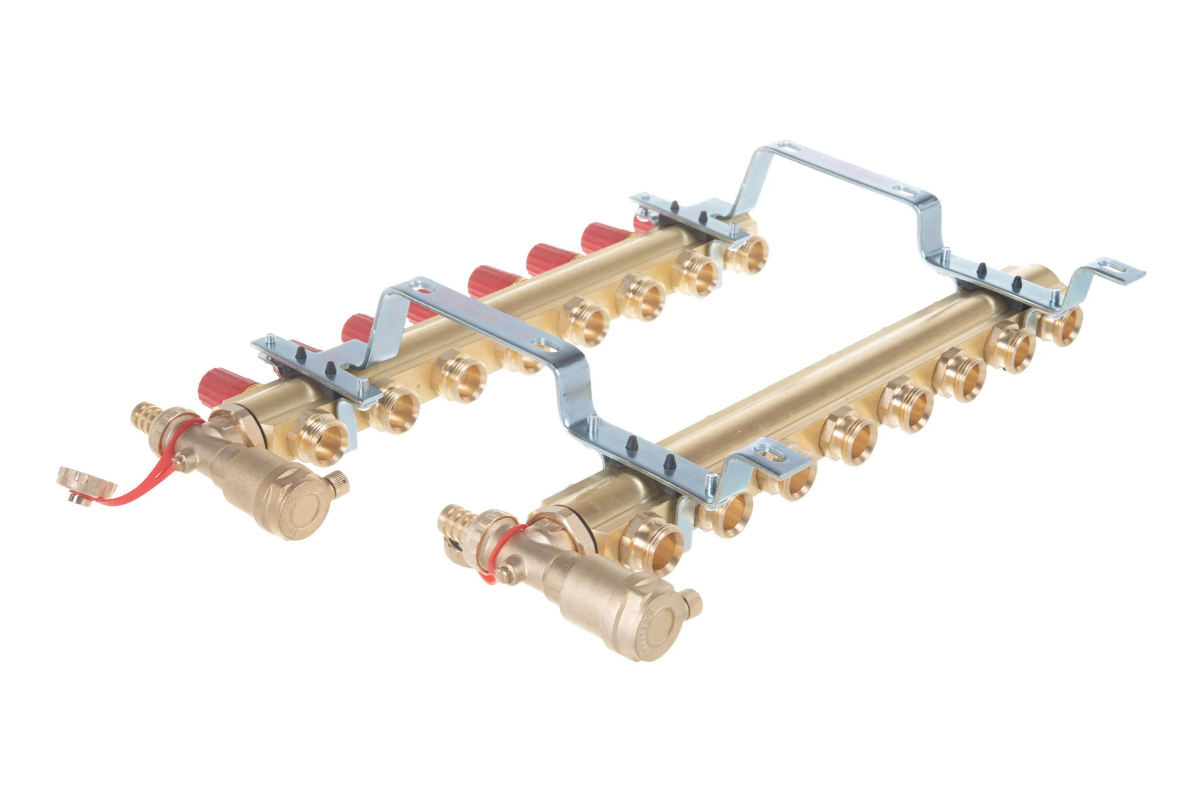 Комплект коллекторов Danfoss FHF-8 set с кронштейнами и воздухоотводчиками 8 контуров 088U0708