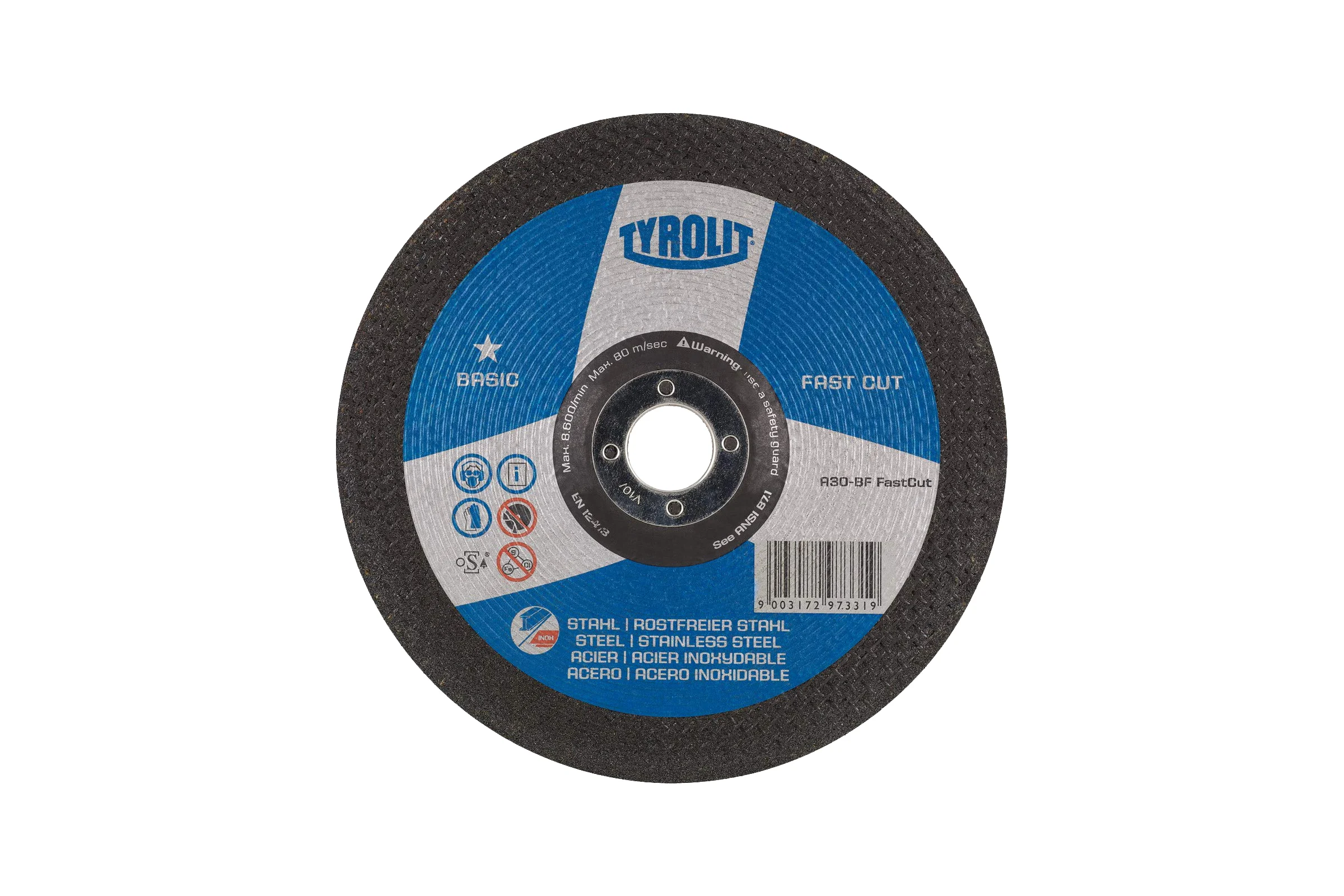 Шлифовальный диск 2в1 металл/нержавейка Tyrolit Basic Fast Cut А30-BF 230х6х22.23 мм 297333