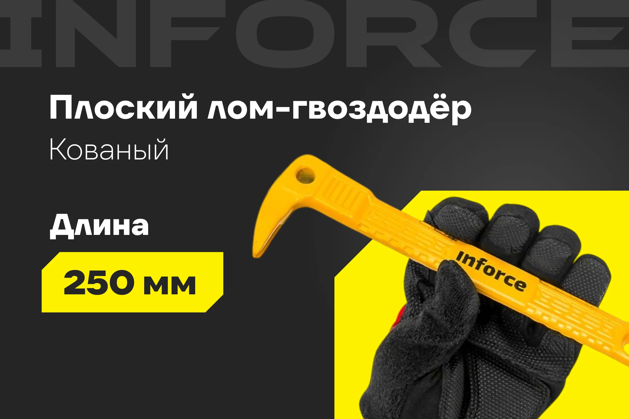 Лом-гвоздодёр Inforce мини 250x21x9мм 06-16-27