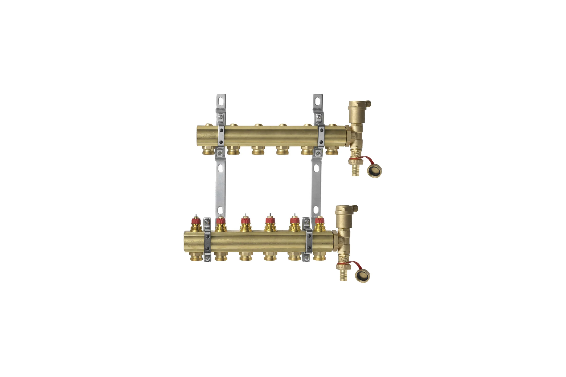 Комплект коллекторов Danfoss FHF-6 set с кронштейнами и воздухоотводчиками 6 контуров 088U0706