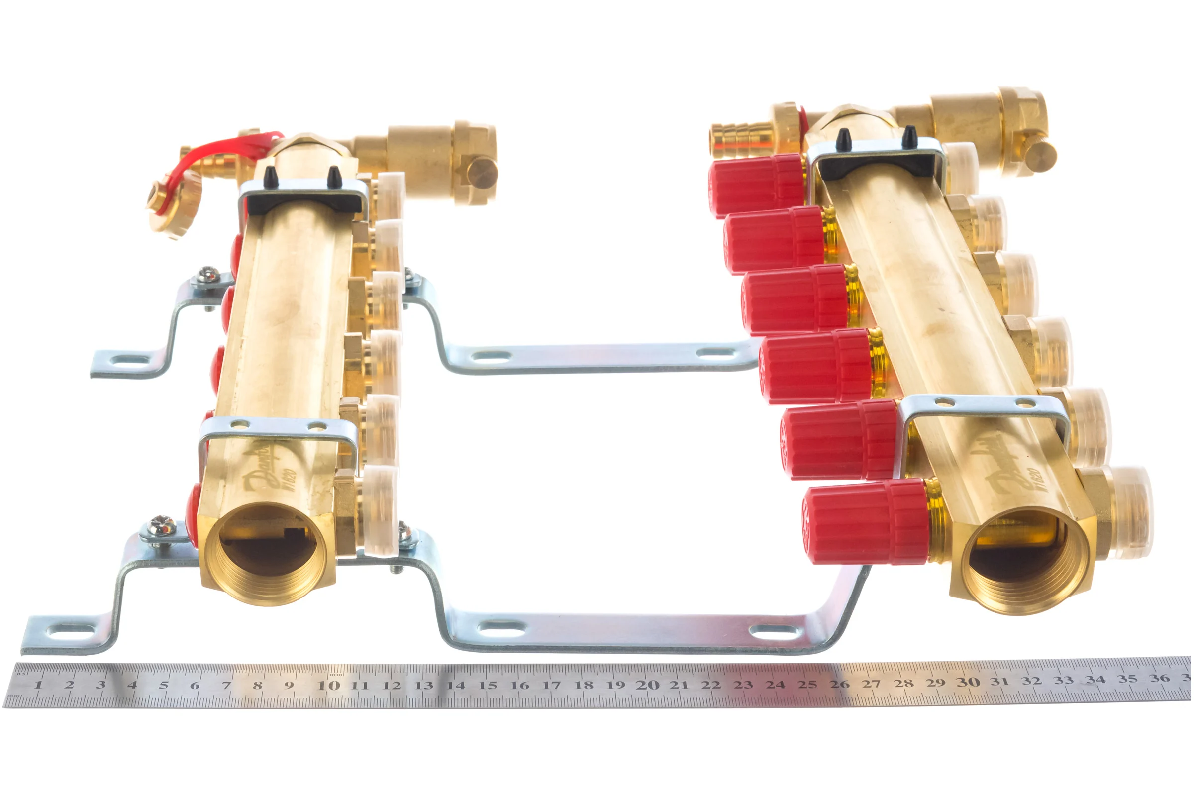 Комплект коллекторов Danfoss FHF-6 set с кронштейнами и воздухоотводчиками 6 контуров 088U0706