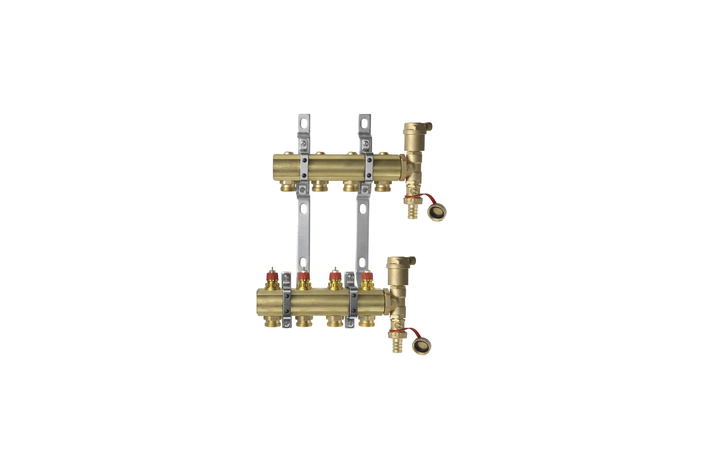 Комплект коллекторов Danfoss FHF-4 set с кронштейнами и воздухоотводчиками 4 контура 088U0704