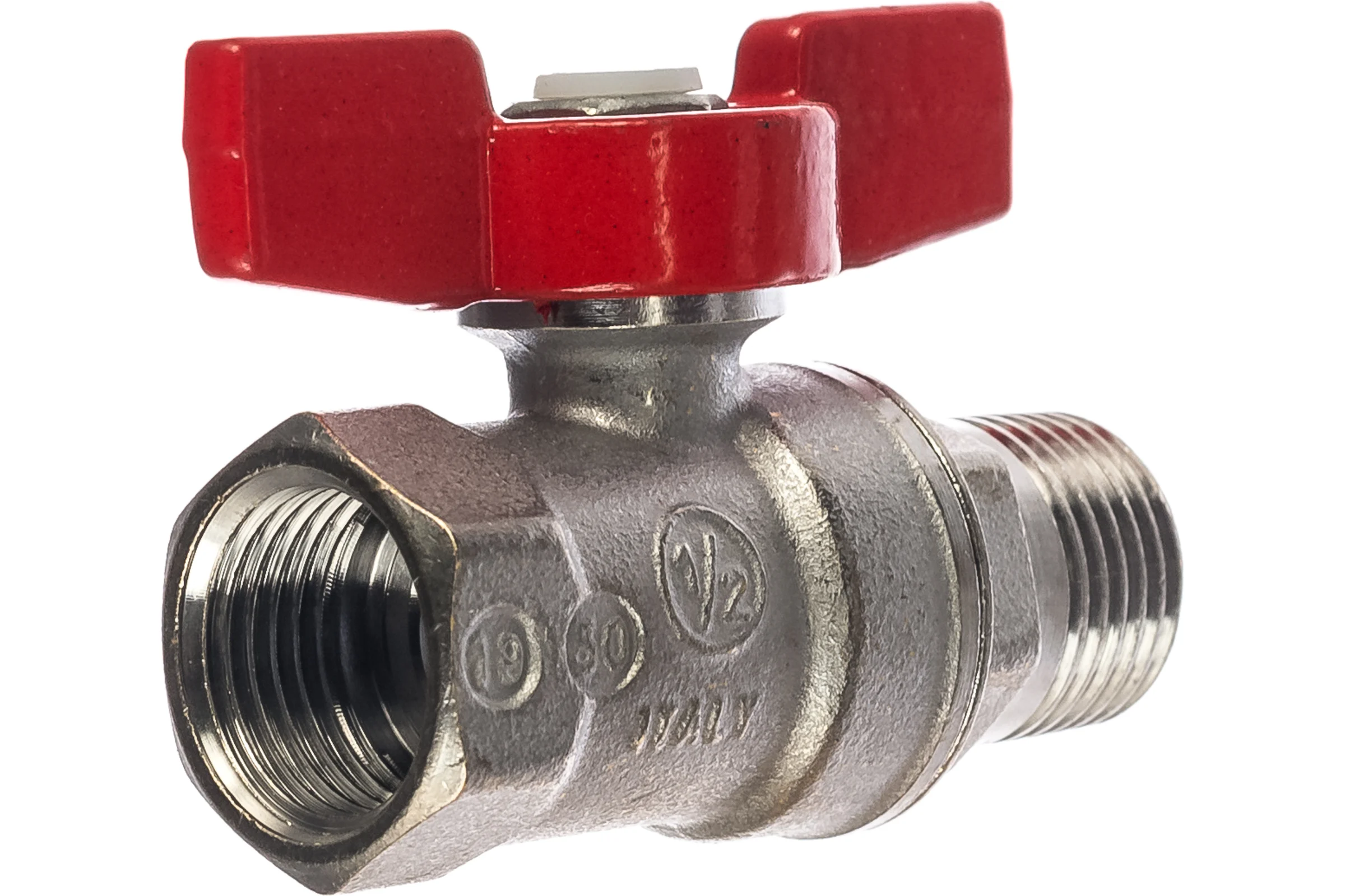 Шаровой кран Giacomini R254D 1/2", внутренняя/наружная, ручка-бабочка красная, хромированный R254X003