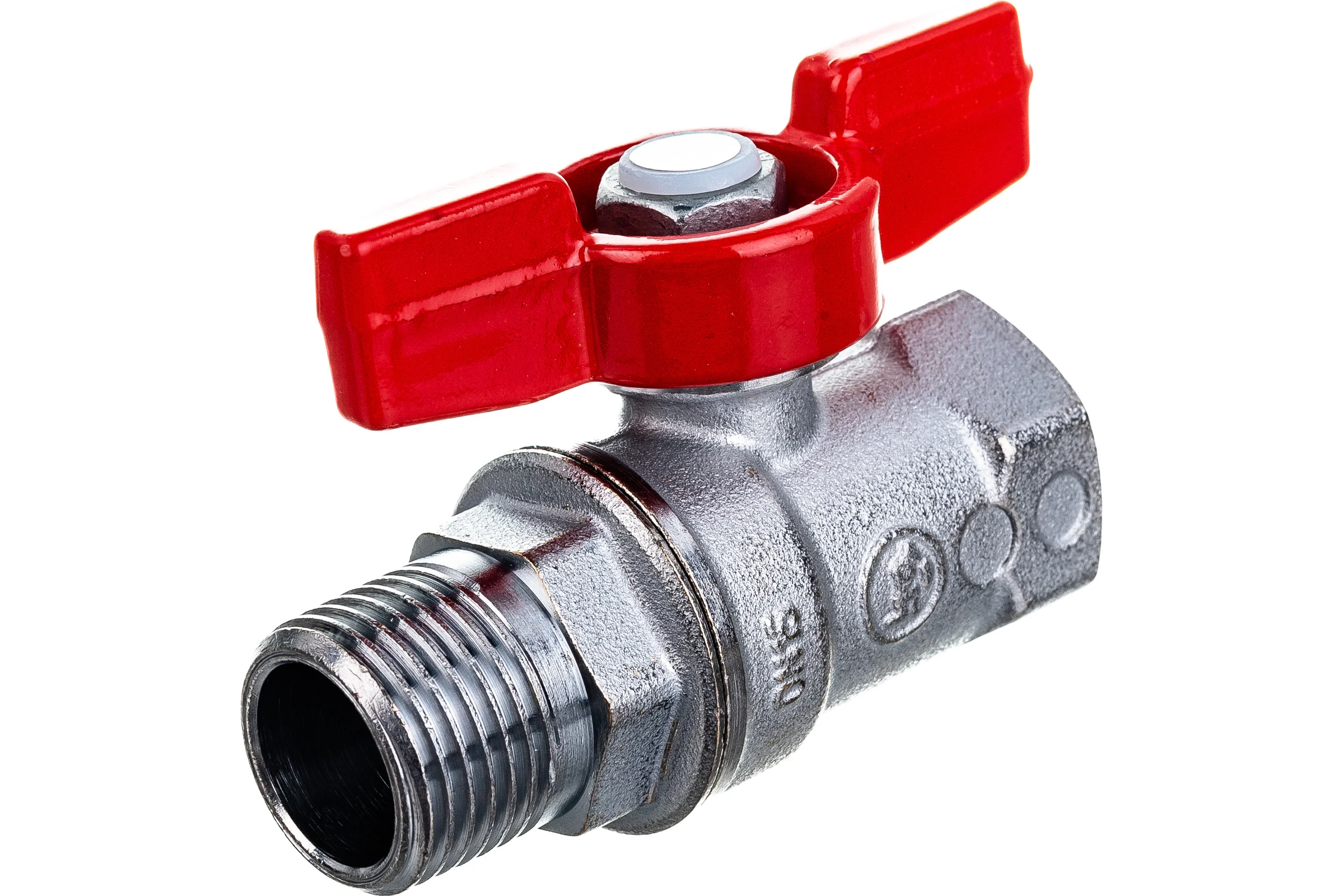 Шаровой кран Giacomini R254D 1/2", внутренняя/наружная, ручка-бабочка красная, хромированный R254X003