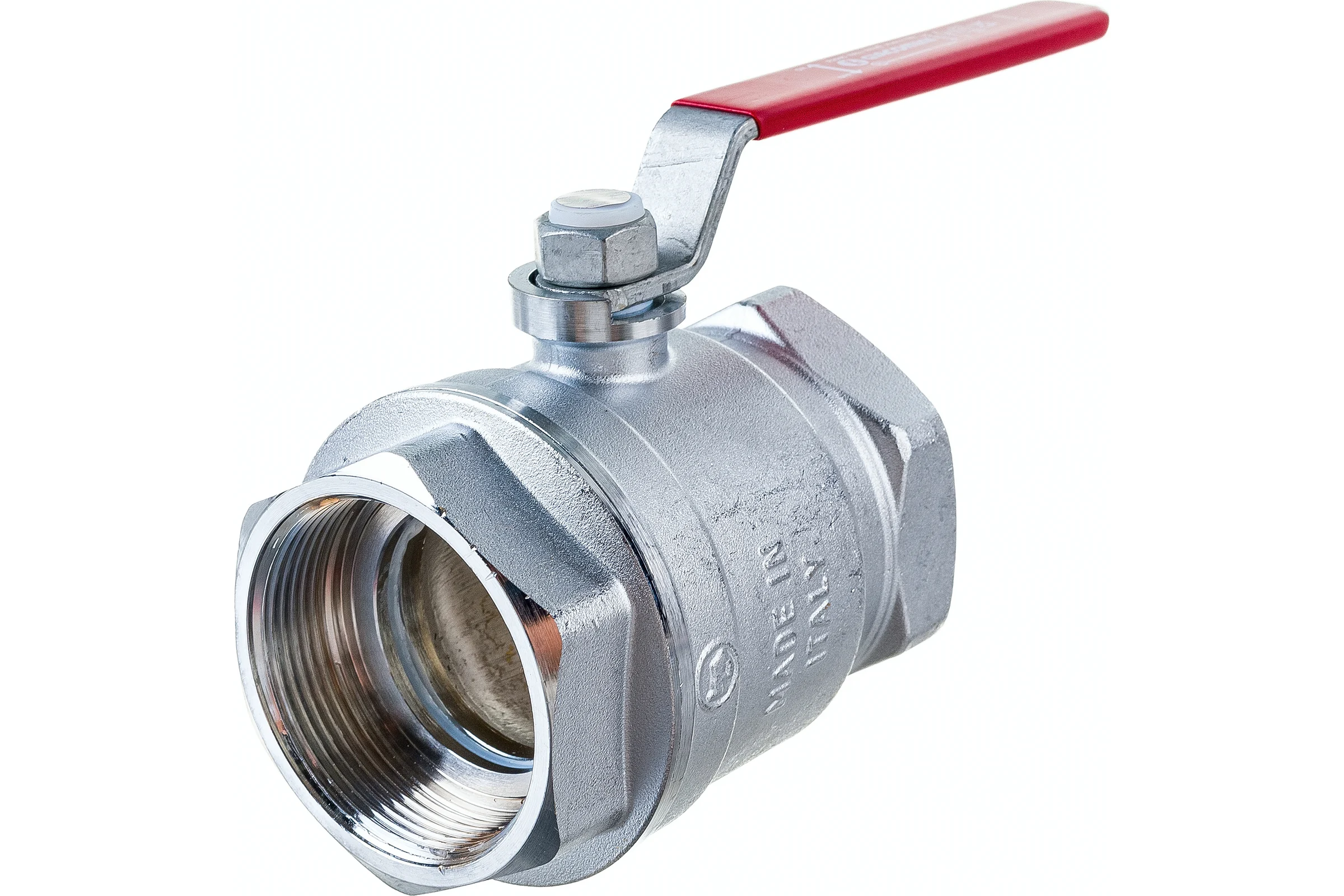 Шаровой кран Giacomini R250D 2", внутренняя/внутренняя, ручка-рычаг красный, хромированный R250X008