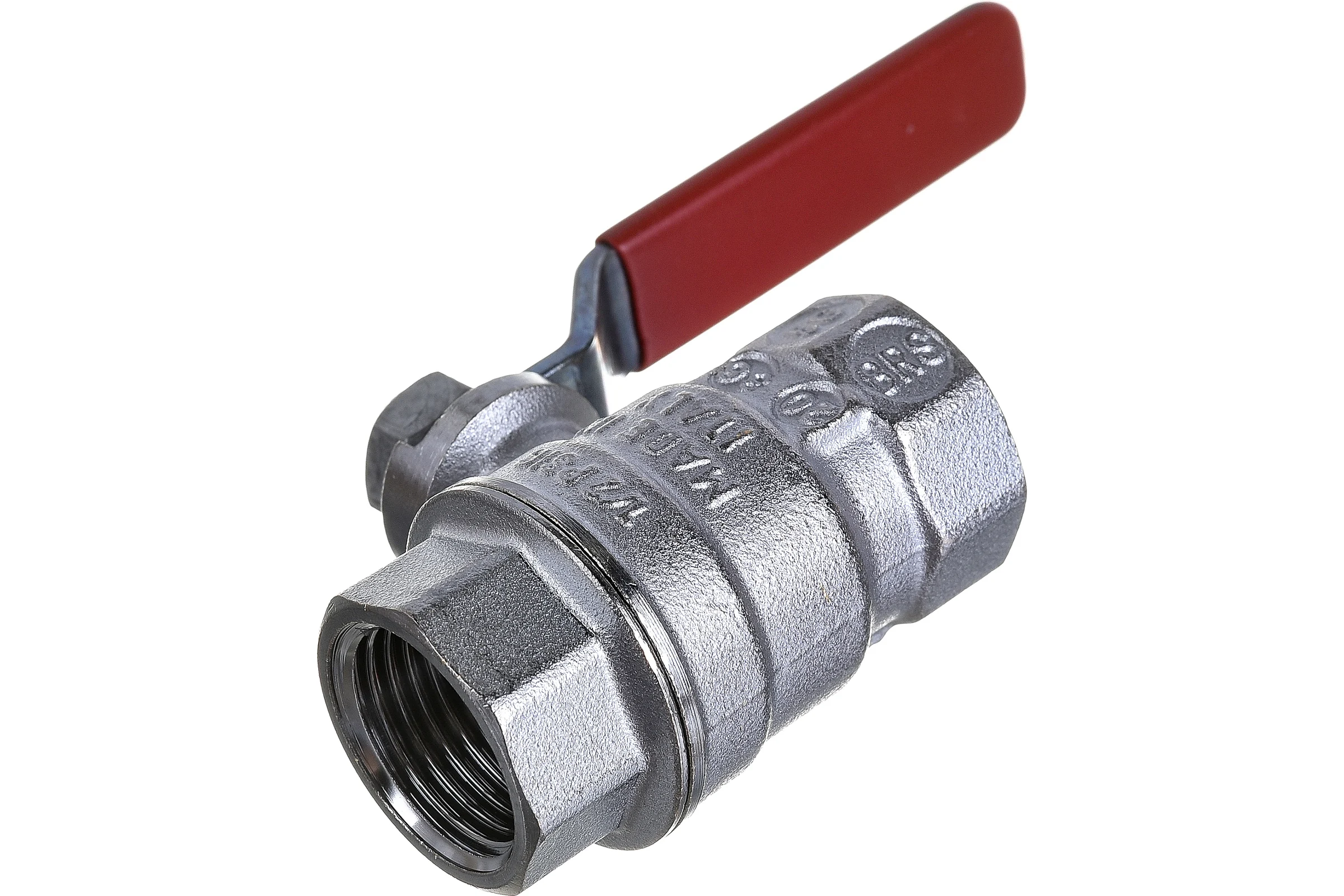 Шаровой кран Giacomini R850 1/2", внутренняя/внутренняя, ручка-рычаг красный, хромированный R850X023