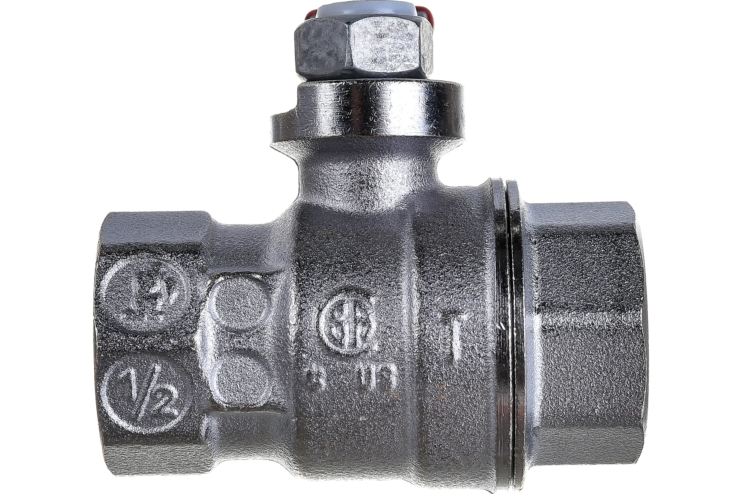 Шаровой кран Giacomini R850 1/2", внутренняя/внутренняя, ручка-рычаг красный, хромированный R850X023