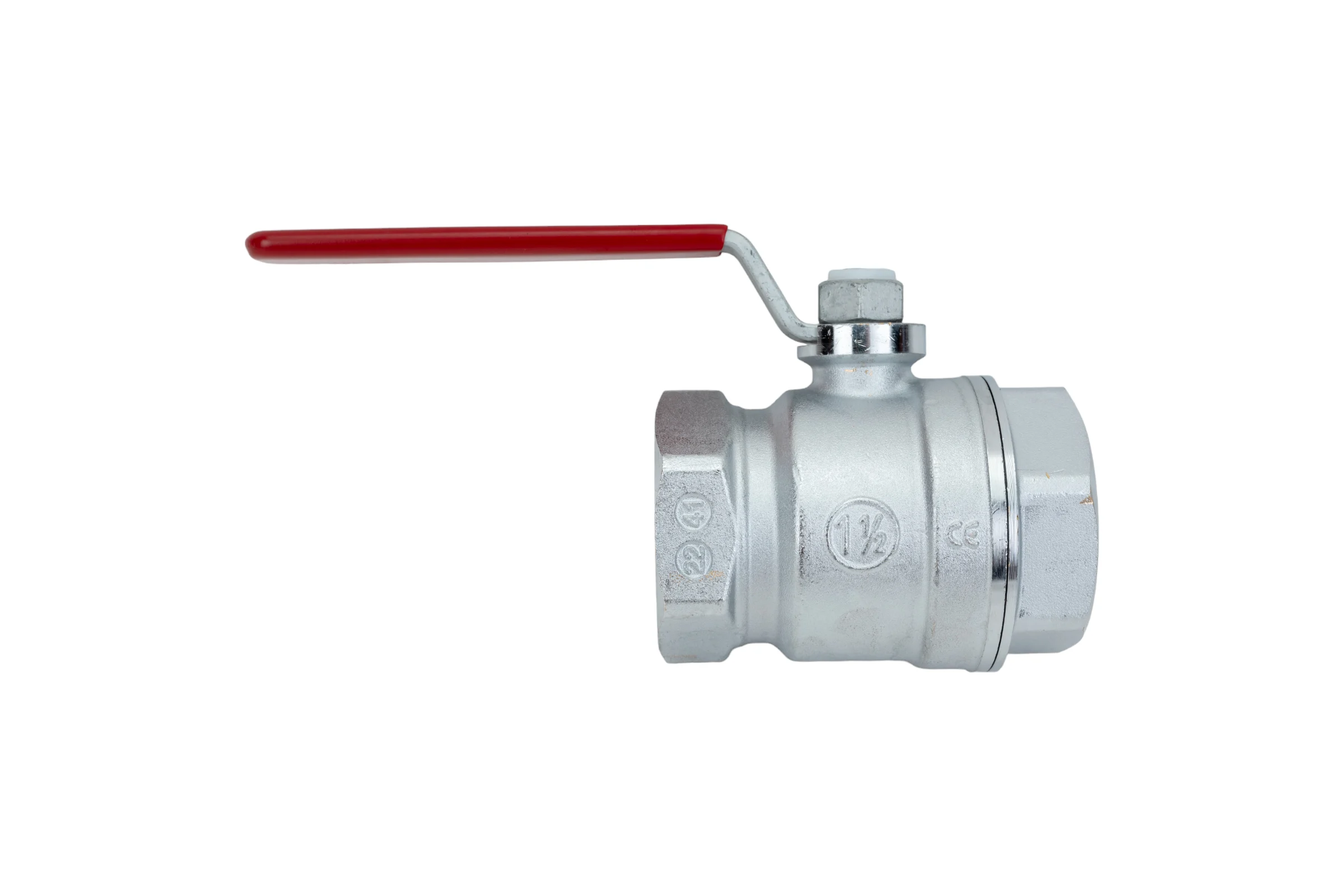 Шаровой кран Giacomini R250D 1 1/2", внутренняя/внутренняя, ручка-рычаг красный, хромированный R250X007