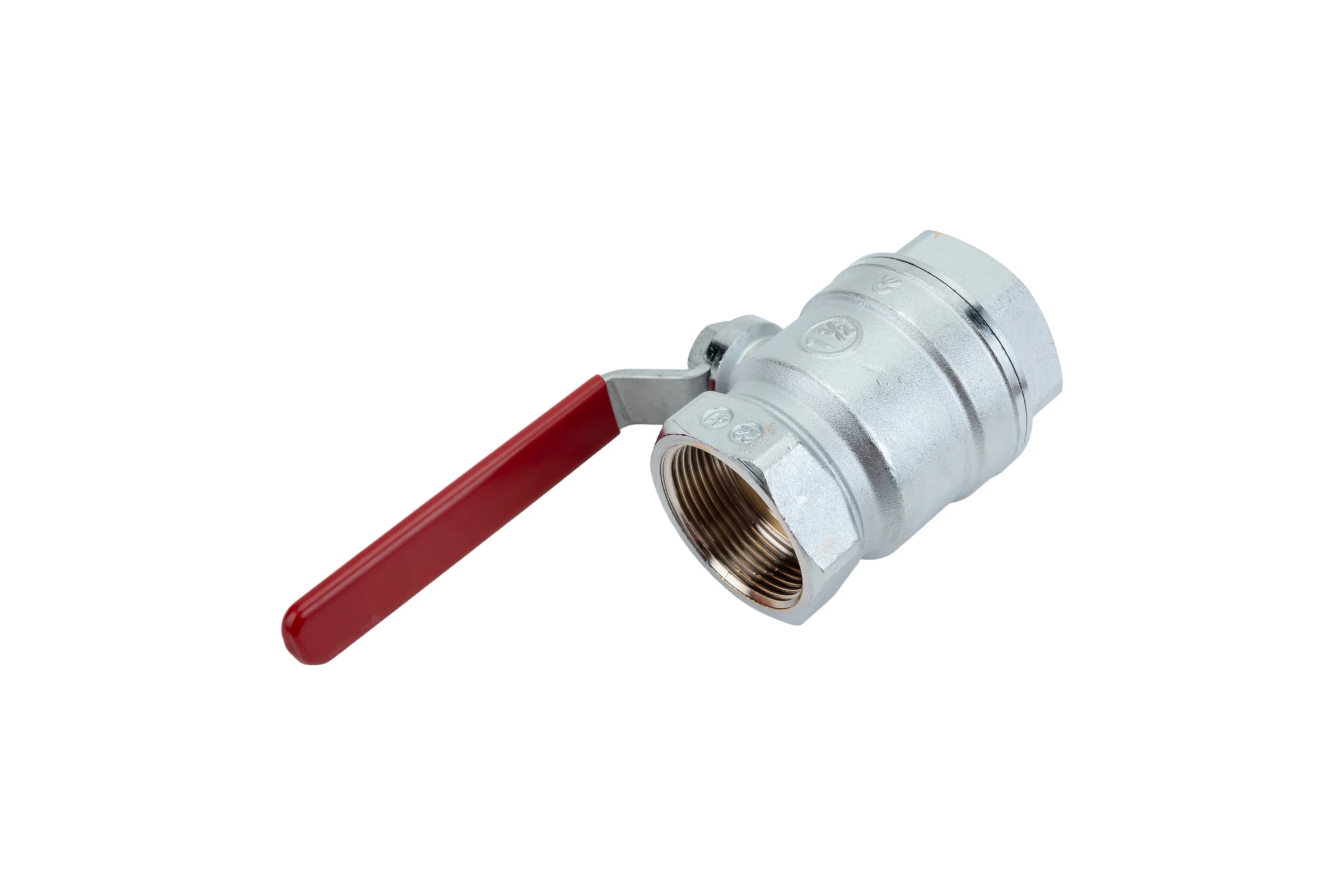 Шаровой кран Giacomini R250D 1 1/2", внутренняя/внутренняя, ручка-рычаг красный, хромированный R250X007
