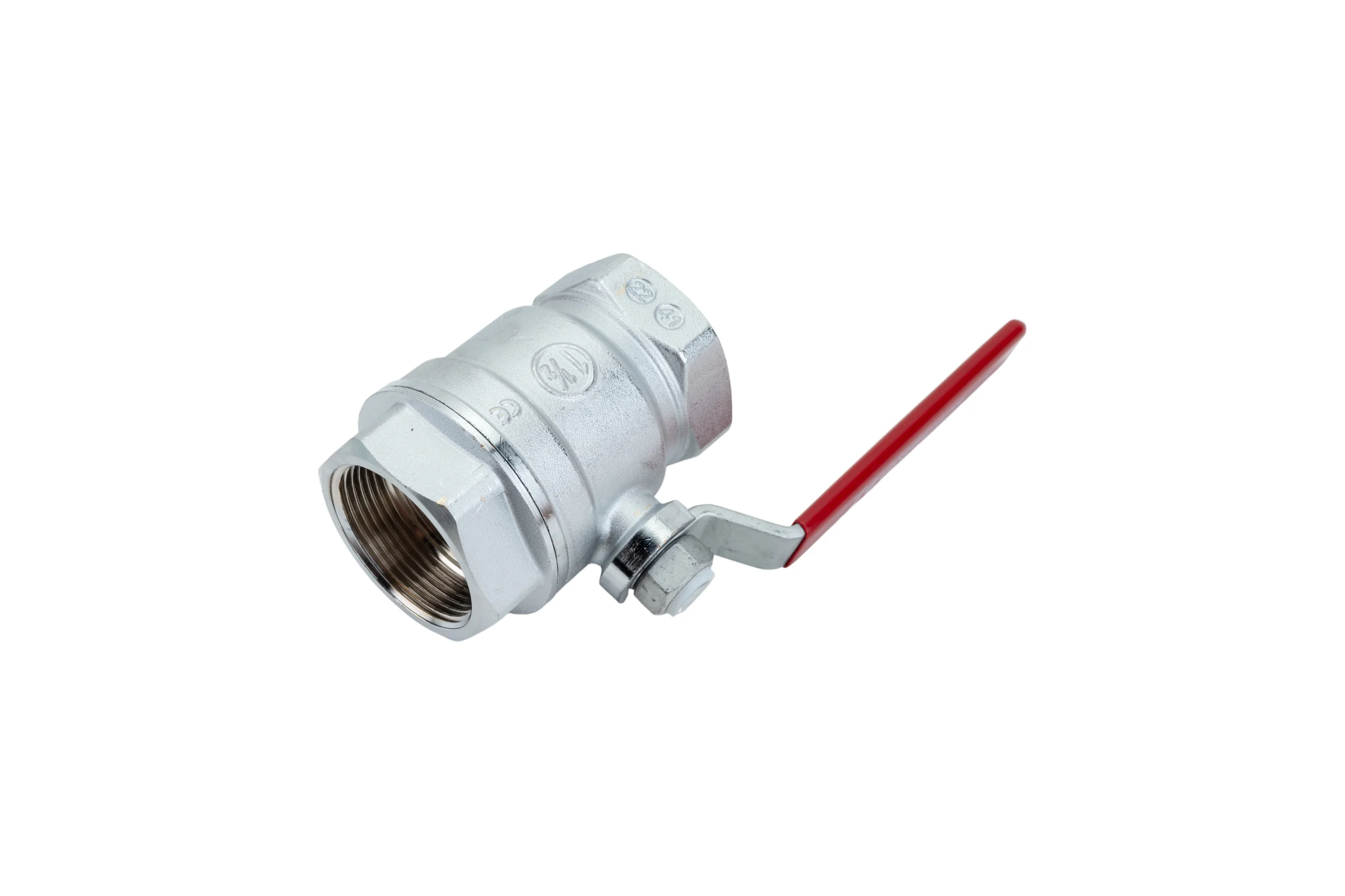 Шаровой кран Giacomini R250D 1 1/2", внутренняя/внутренняя, ручка-рычаг красный, хромированный R250X007