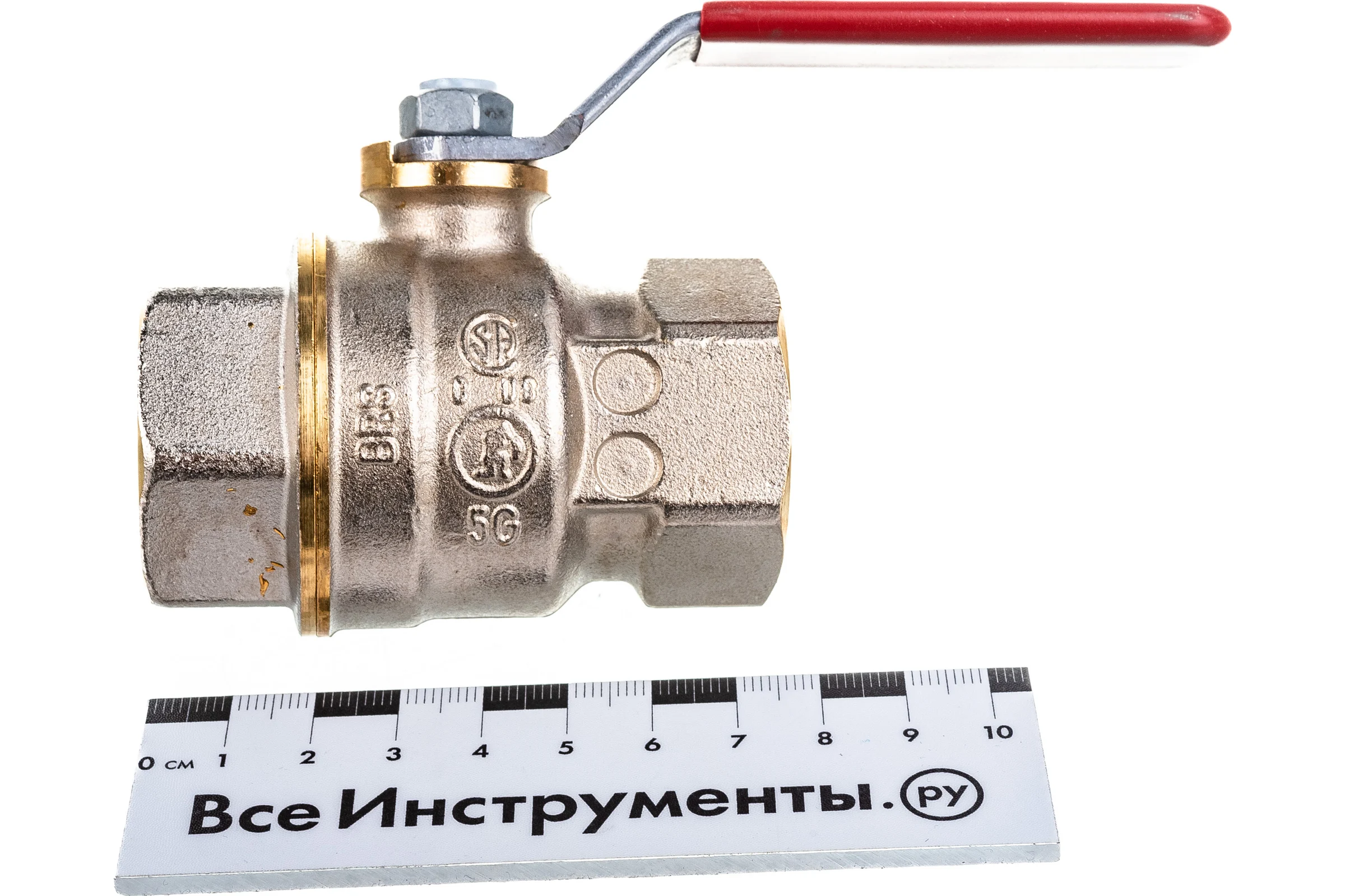 Шаровой кран Giacomini DADO R910 1", внутренняя/внутренняя, ручка-рычаг красный, никелированный R910X025