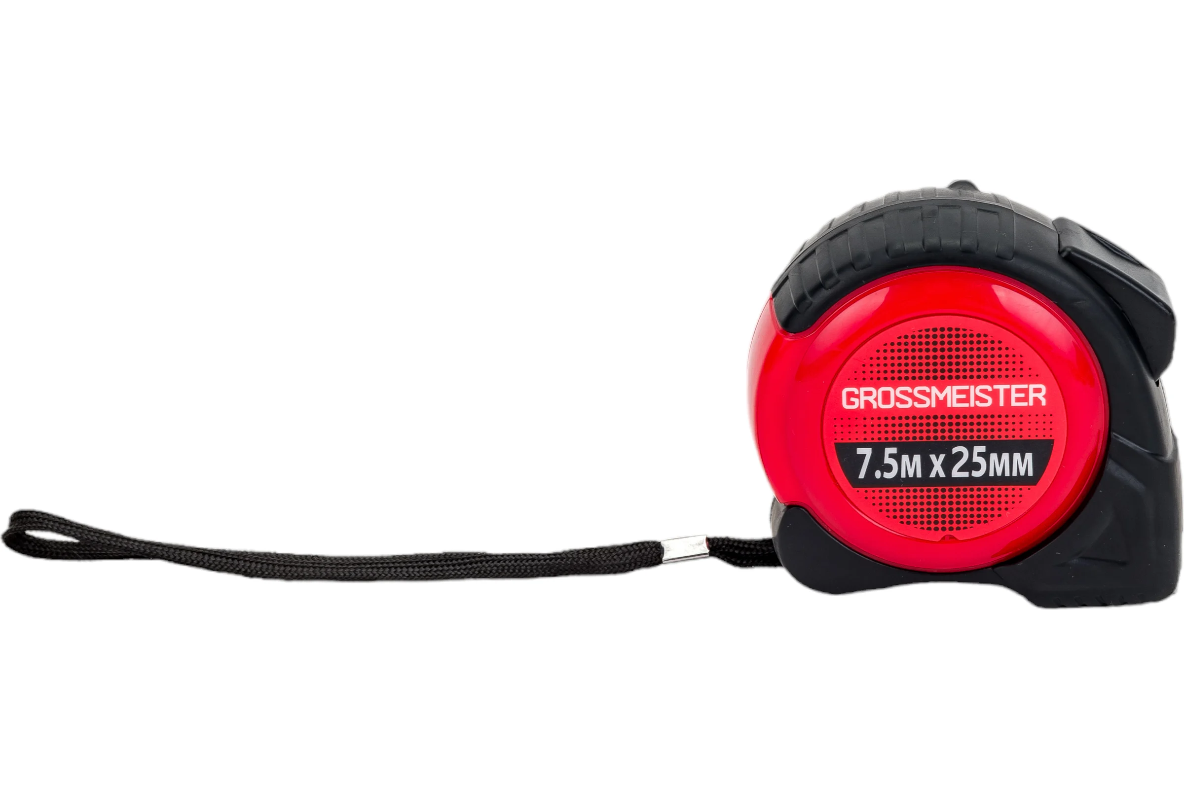 Рулетка GROSSMEISTER резинопластиковый корпус, белое полотно, 7,5м*25мм 009105003