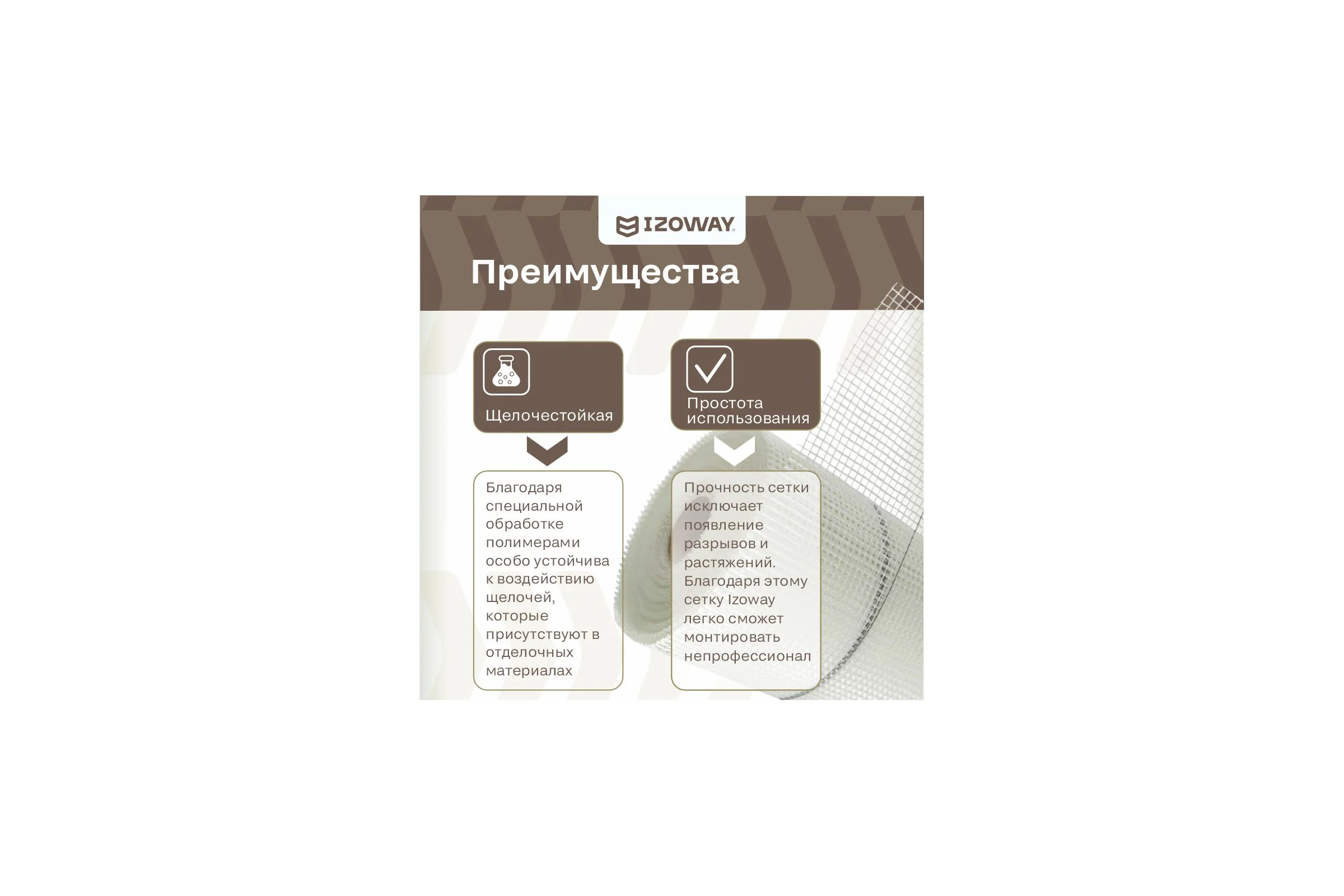 Сетка штукатурная Izoway 5х5 мм, 20 м 23058