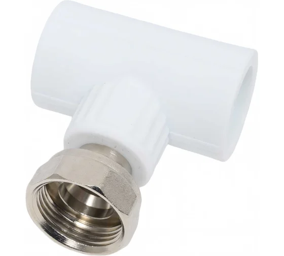 Тройник комбинированный с накидной гайкой Valfex 25x3/4"х25 (60/15) белый 10140025