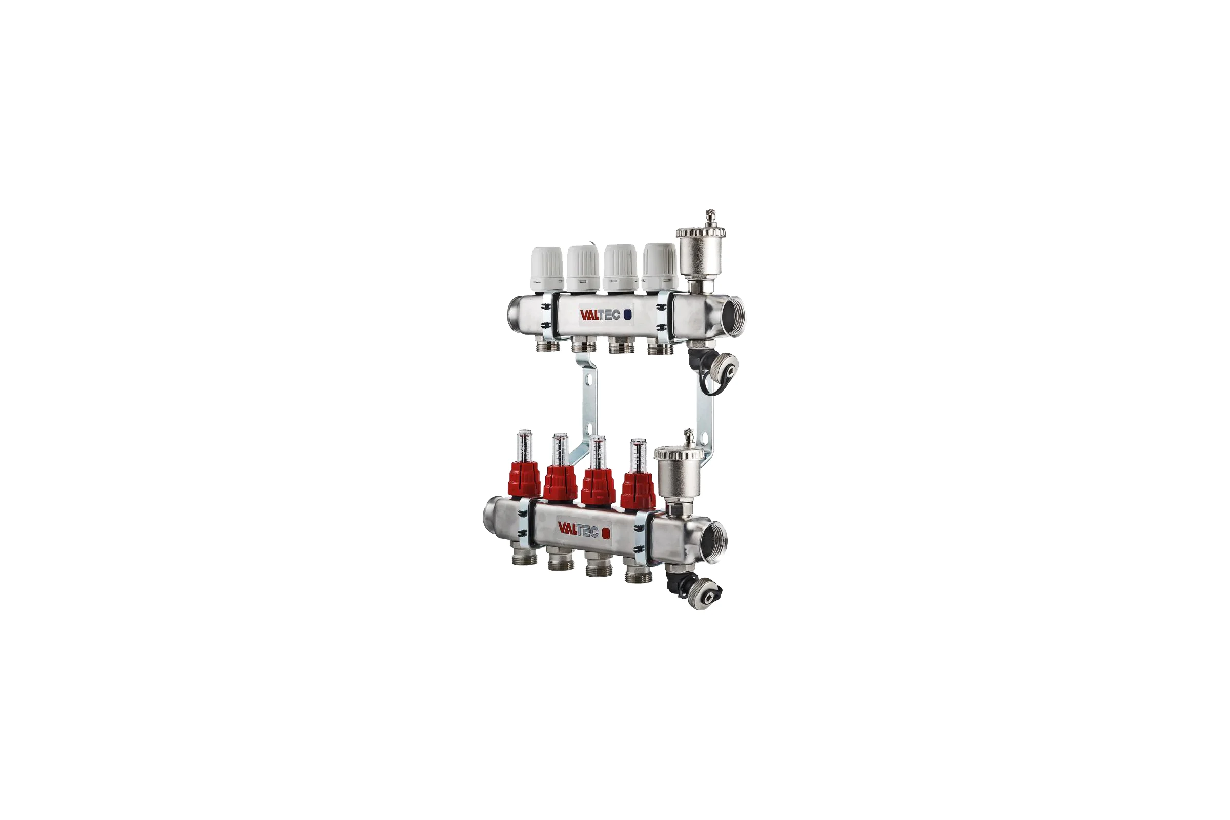 Коллекторная группа Valtec 1x11 выходов евроконус 3/4" нержавеющая сталь со встроенными расходомерами в сборе VTc.586.EMNX.0611