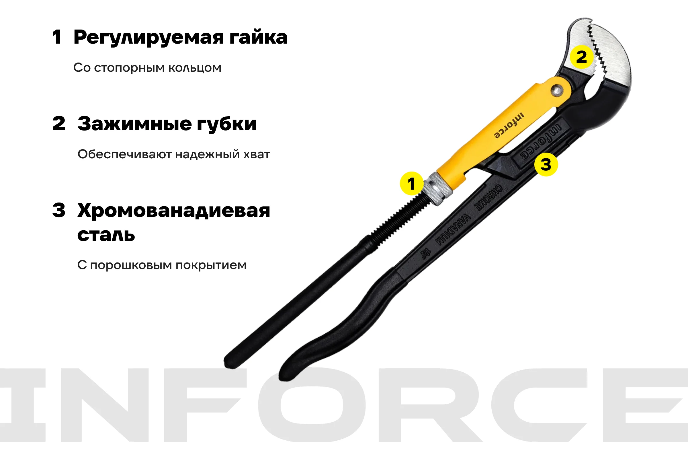 Трубный рычажный ключ Inforce №2 тип S 06-05-115