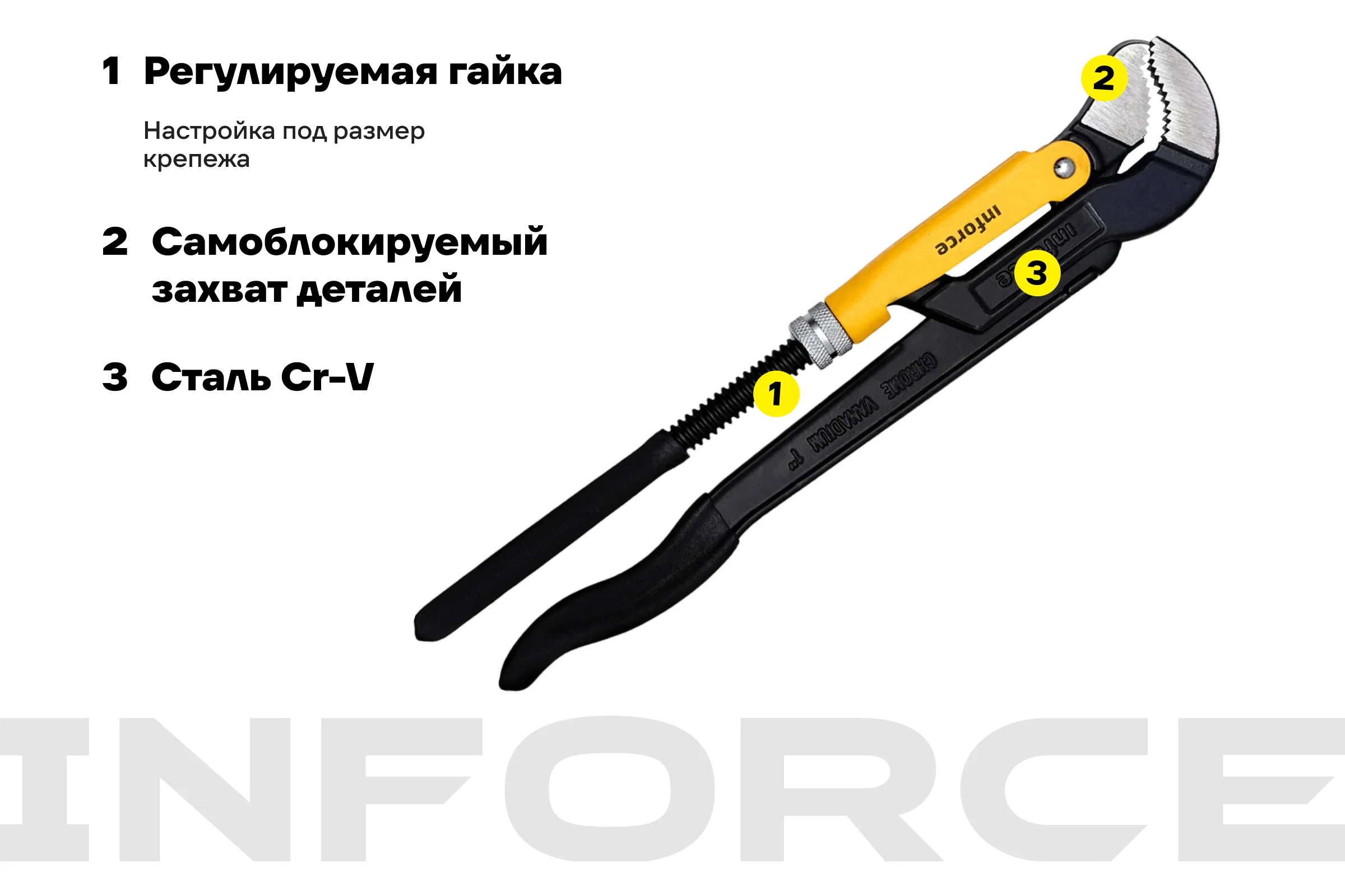 Трубный рычажный ключ Inforce №1 тип S 06-05-114