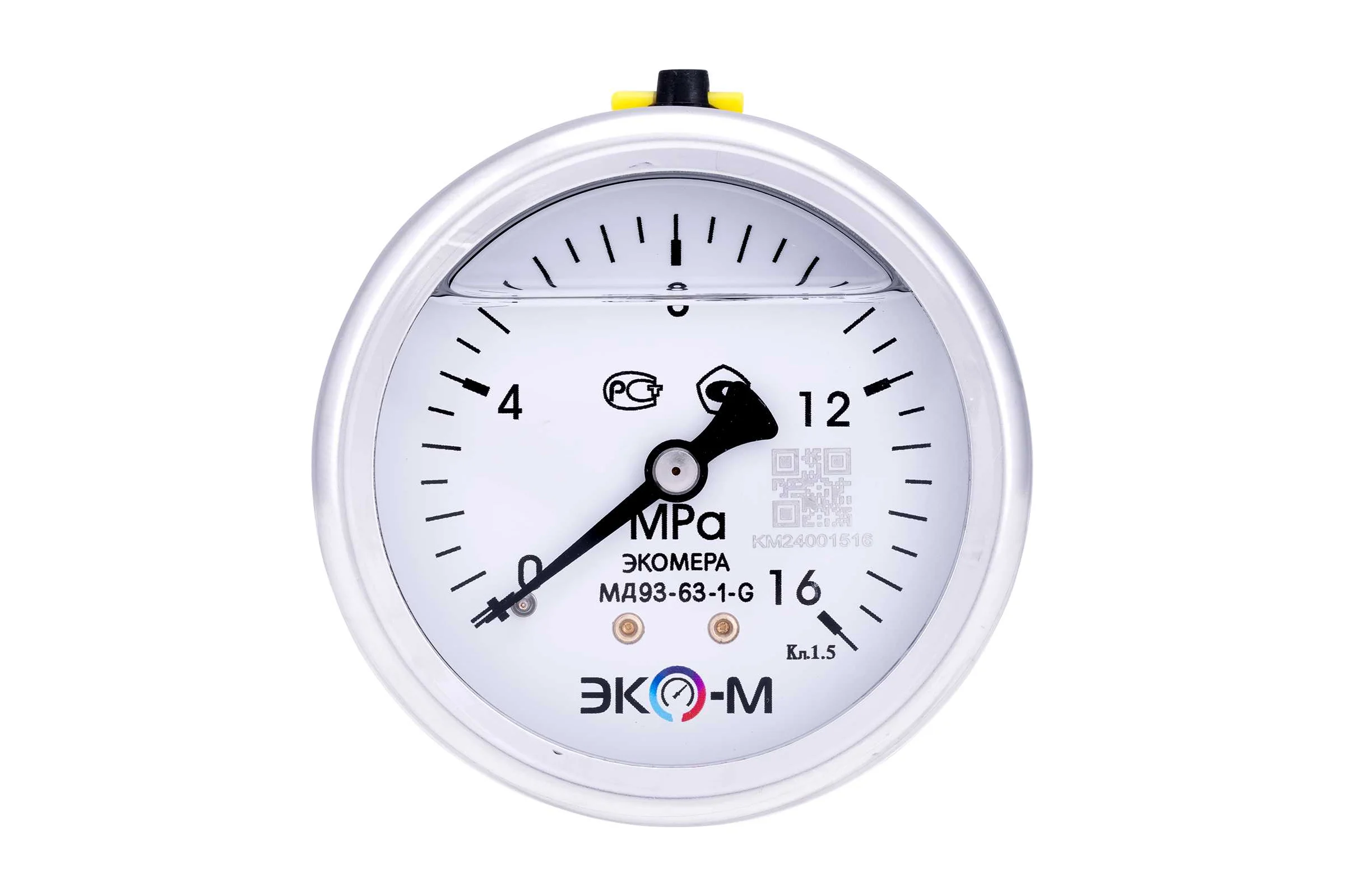 Манометр экомера ЭКО-М мд93-63мм, 0..16мпа, g1/4, (гидрозаполненный) осевой МД93-63-G-16МПа-ОИ