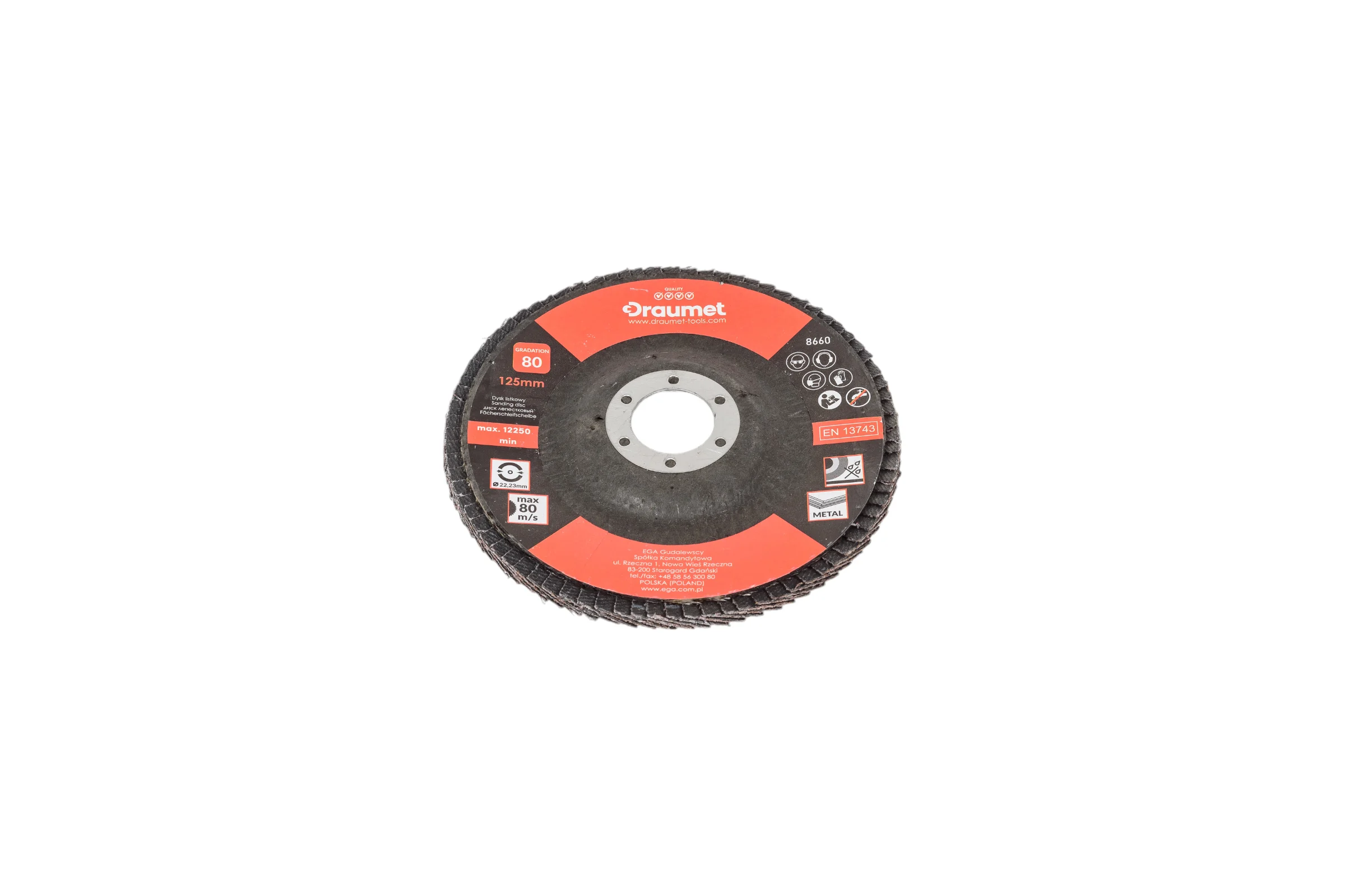 Диск лепестковый DRAUMET 125 мм P80 8660/ D219-03